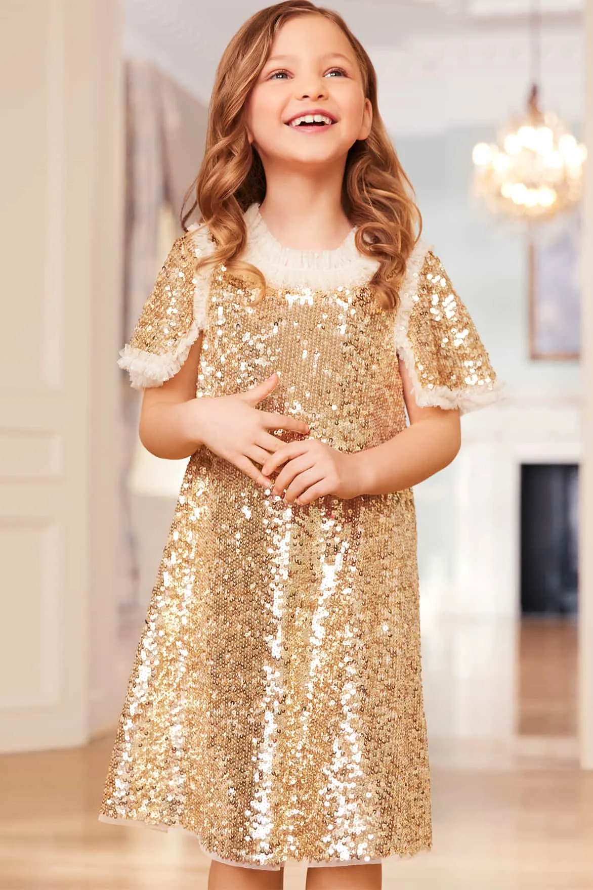 Needle & Thread Mädchen Matilda Kleid in Gold