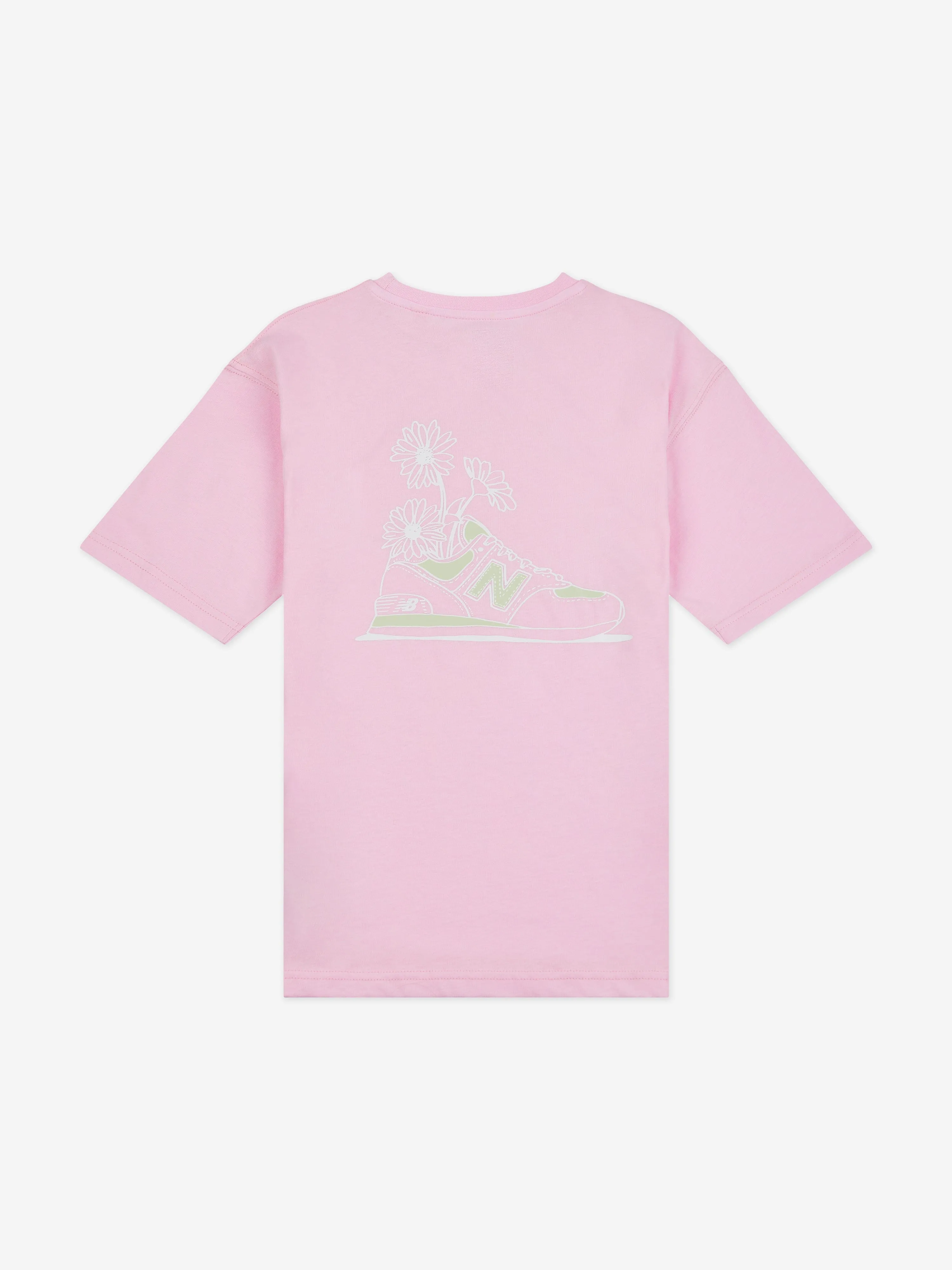 New Balance Mädchen Blumenmuster Turnschuhe Rückengrafik T-Shirt in Rosa