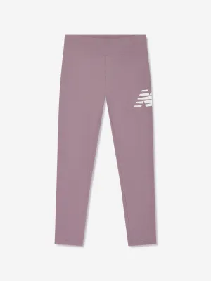 New Balance Mädchen Leggings mit gestapeltem Logo in Lila