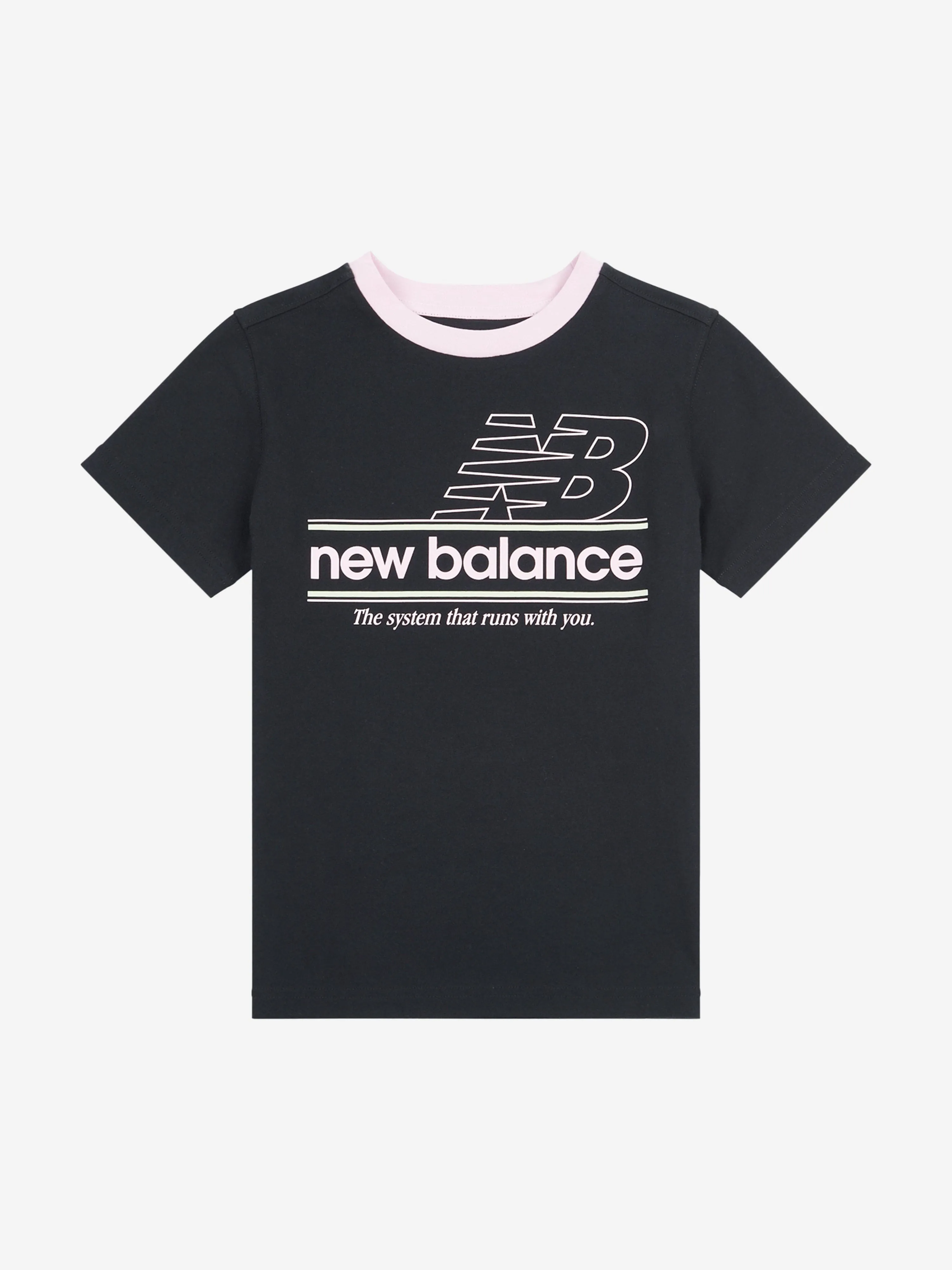 New Balance Mädchen Systems Graphic T-Shirt in Schwarz
