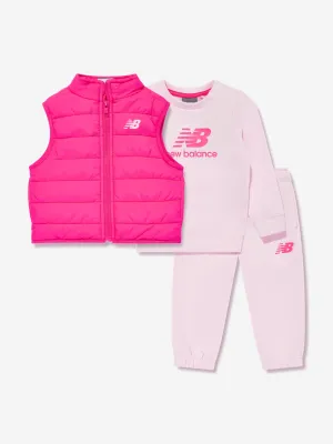 New Balance Mädchen Tracksuit und Gilet Set in Rosa