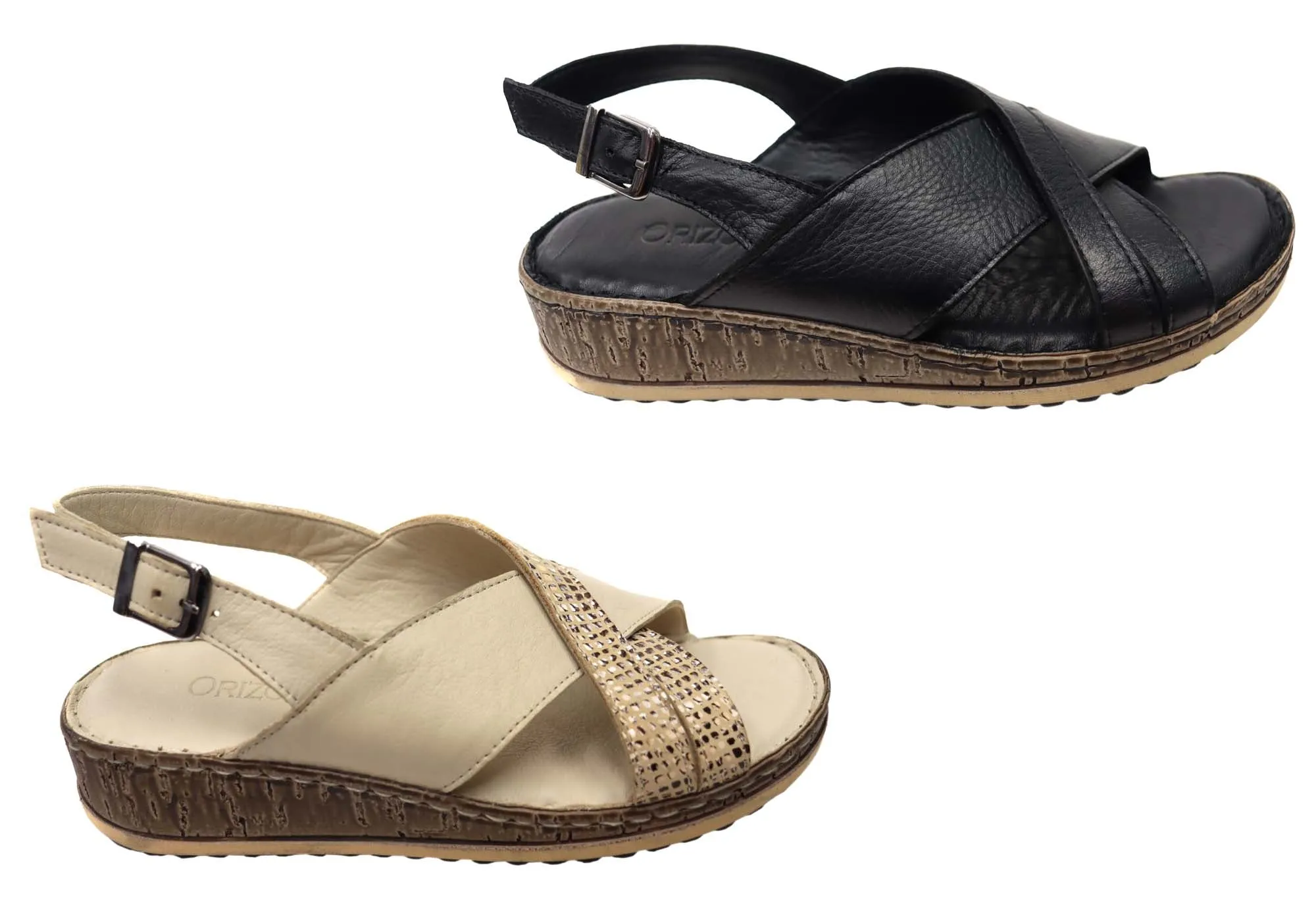 Orizonte Darita Damen Bequeme Europäische Ledersandalen Orizonte Schuhe