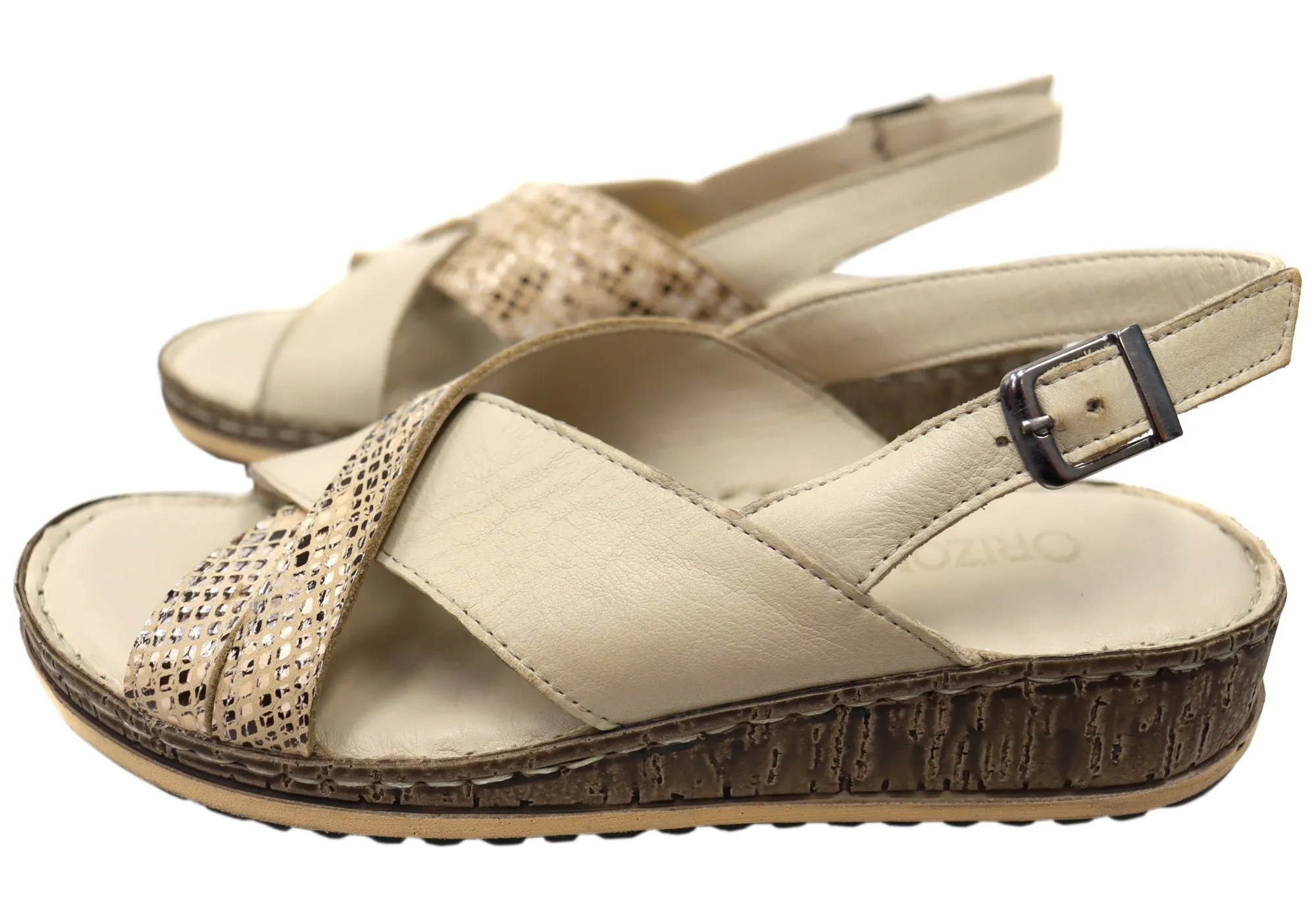 Orizonte Darita Damen Bequeme Europäische Ledersandalen Orizonte Schuhe