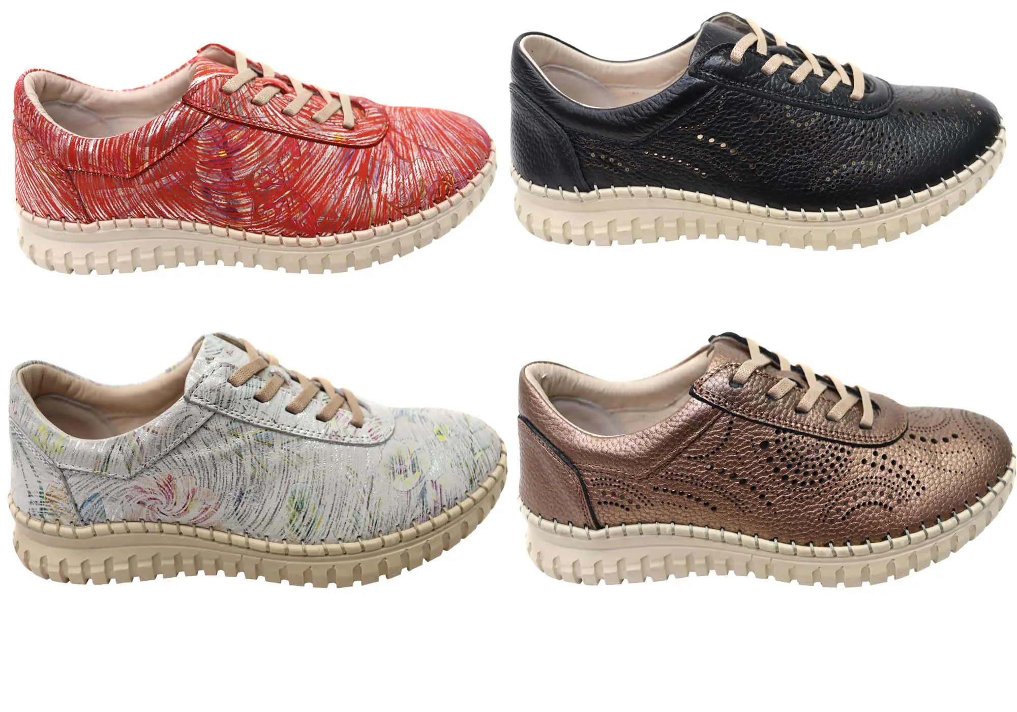 Orizonte Hazel Damen Europäische Bequeme Lederschnürschuhe Orizonte Schuhe