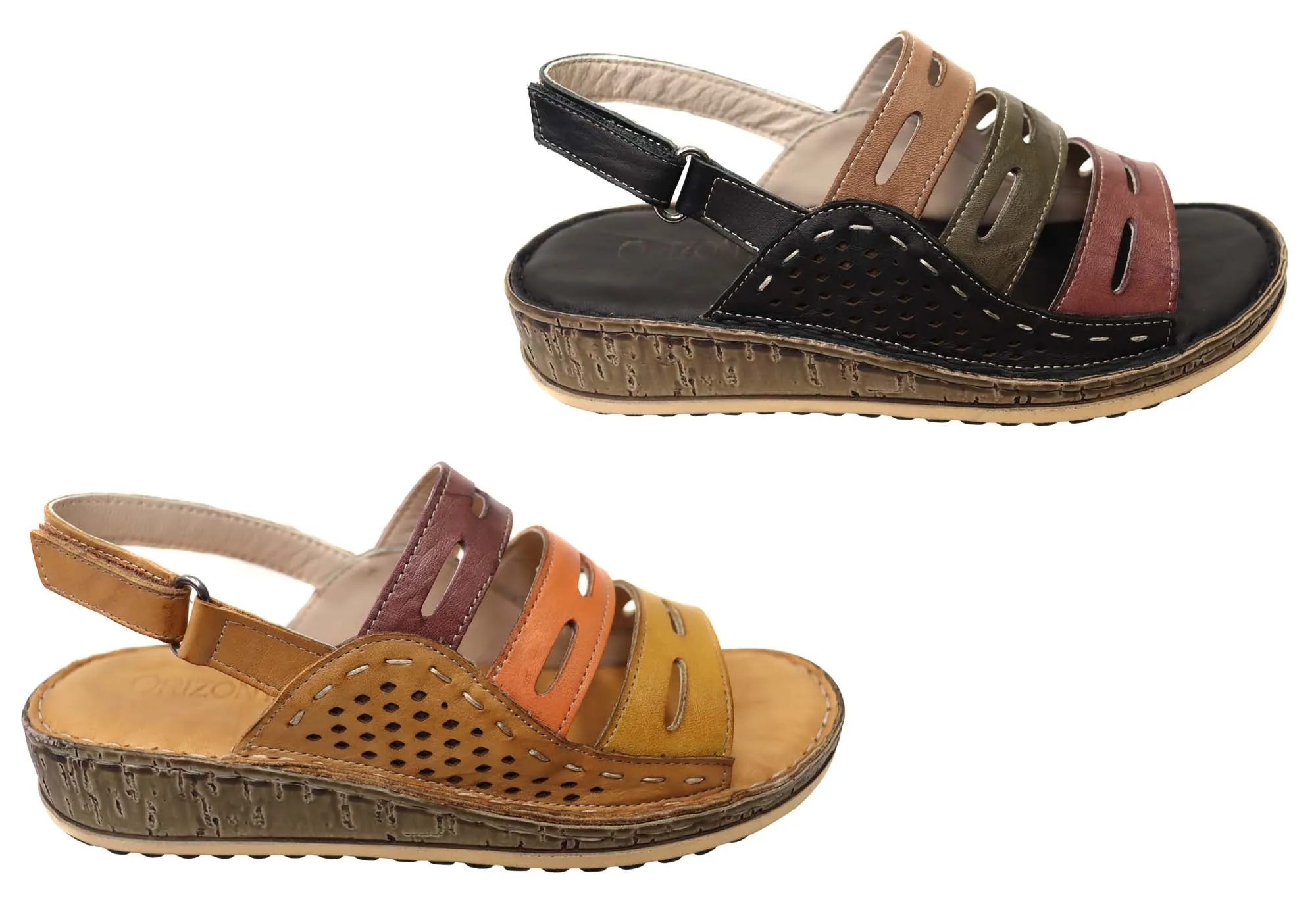 Orizonte Popi Damen Bequeme Europäische Ledersandalen Orizonte Schuhe