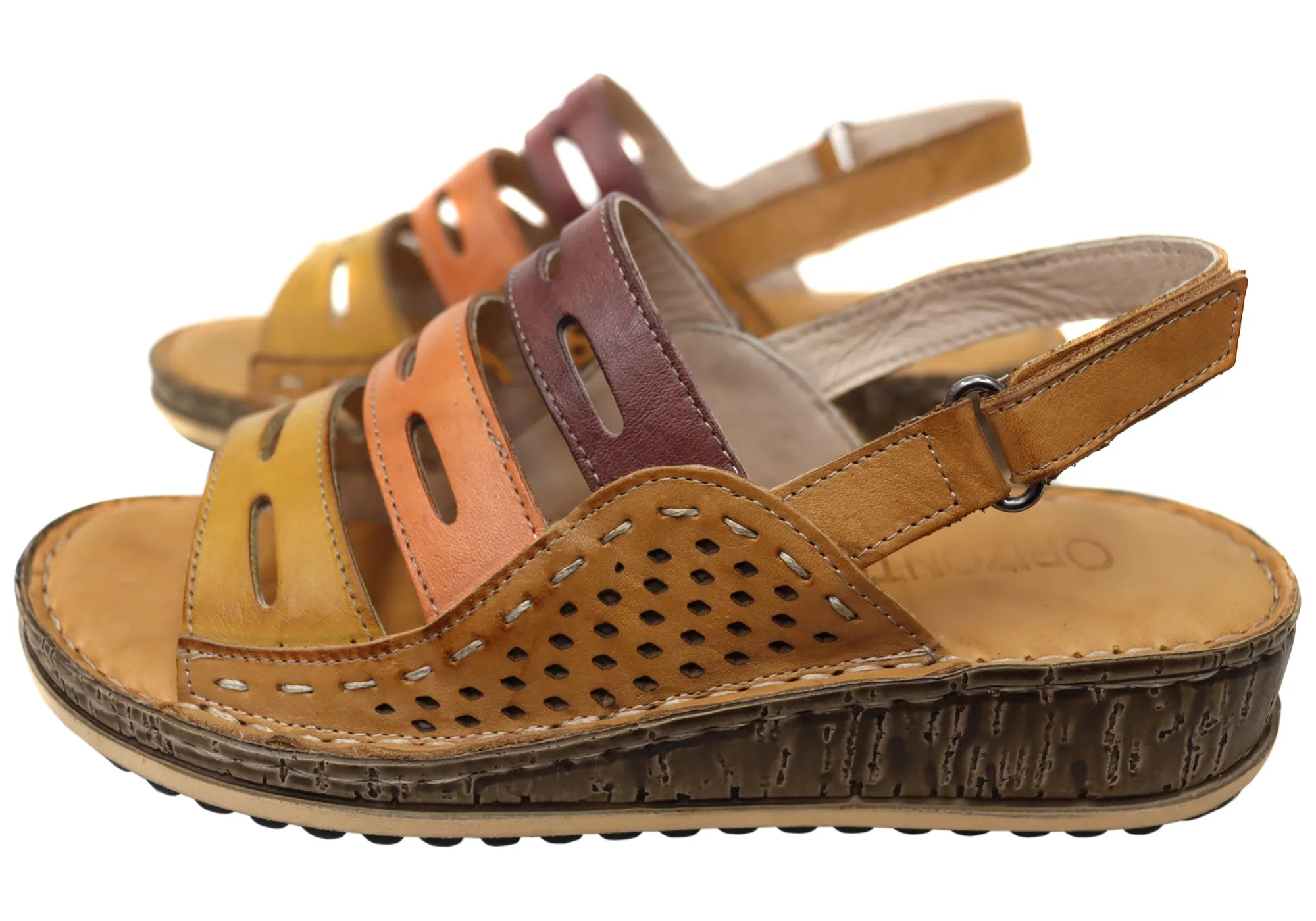 Orizonte Popi Damen Bequeme Europäische Ledersandalen Orizonte Schuhe