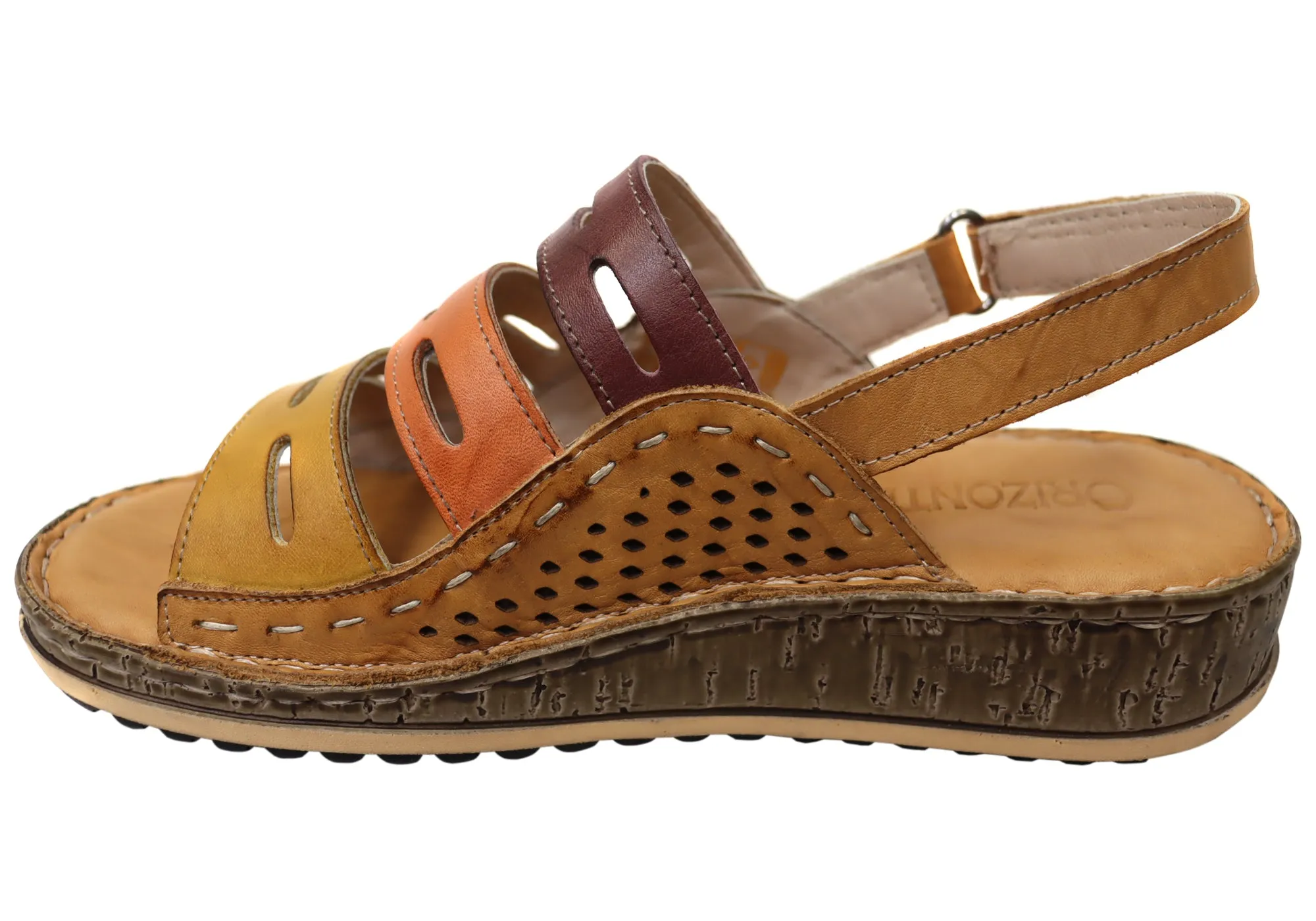 Orizonte Popi Damen Bequeme Europäische Ledersandalen Orizonte Schuhe