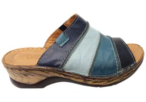 Orizonte Trivia Damen Bequeme Europäische Lederschlappen Sandalen Orizonte Schuhe