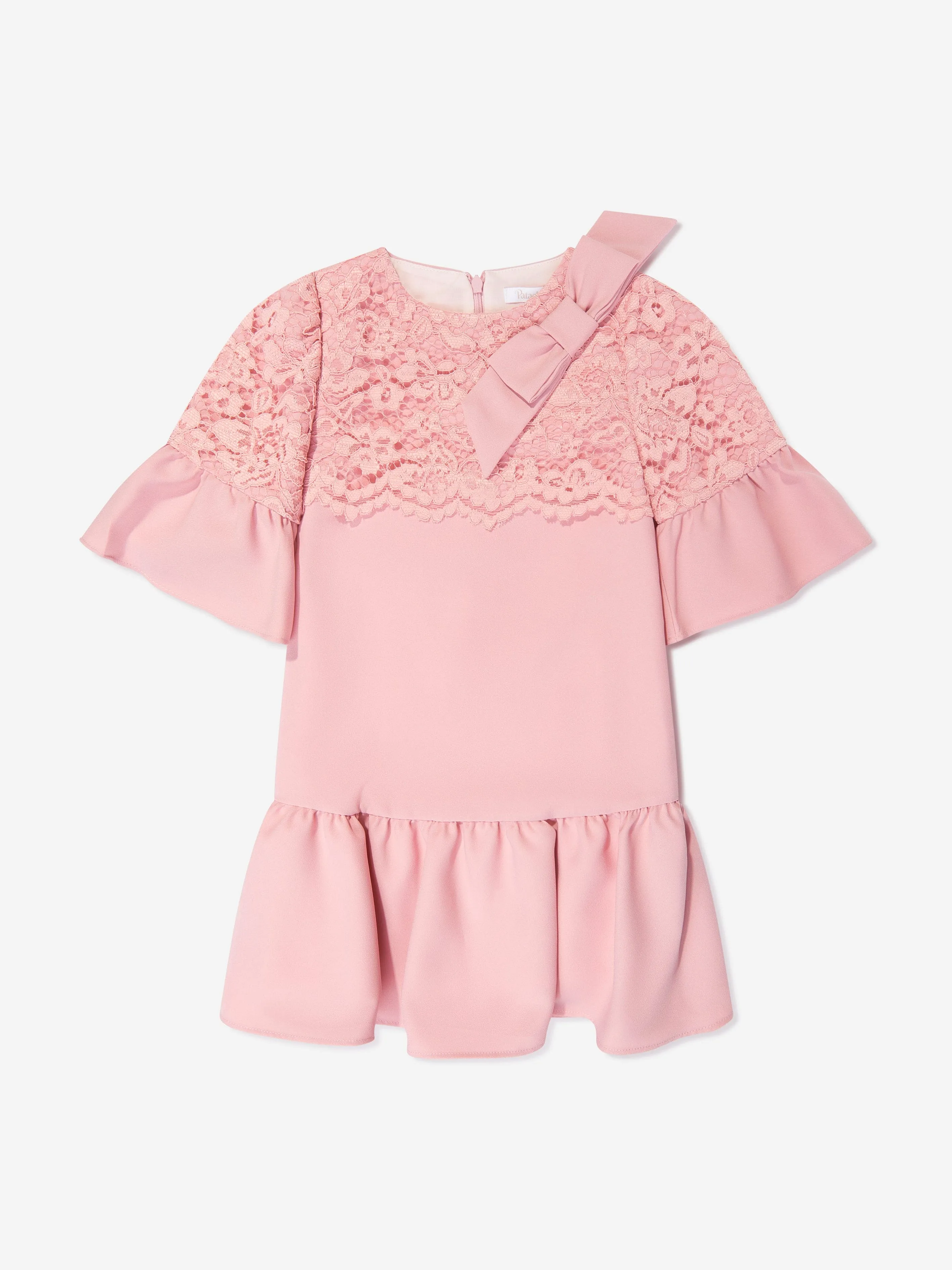 Patachou Mädchen Krepp- und Spitzenkleid in Rosa