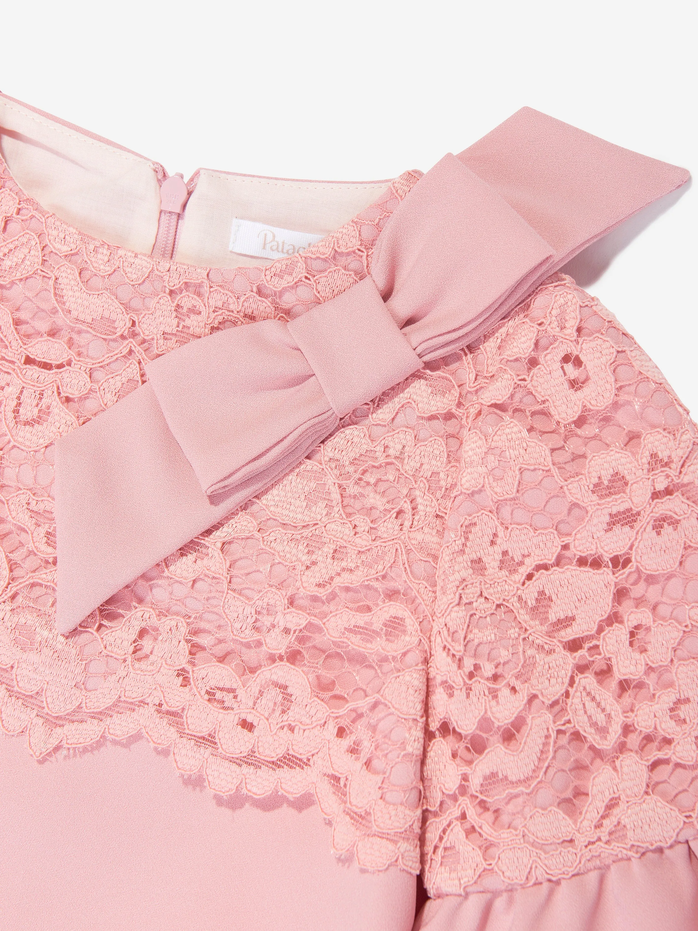Patachou Mädchen Krepp- und Spitzenkleid in Rosa