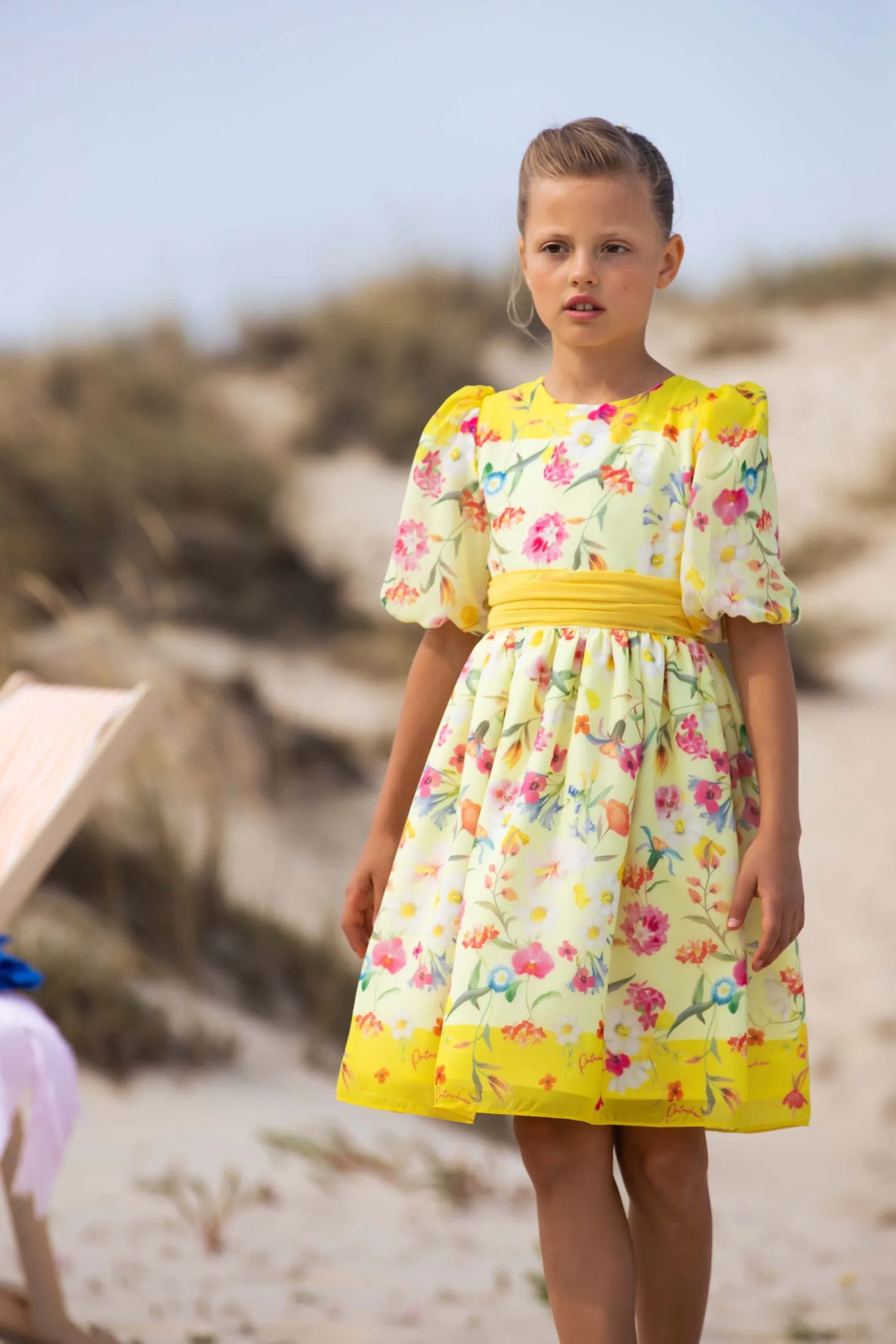Patachou Mädchen Blumenparty-Kleid in Gelb