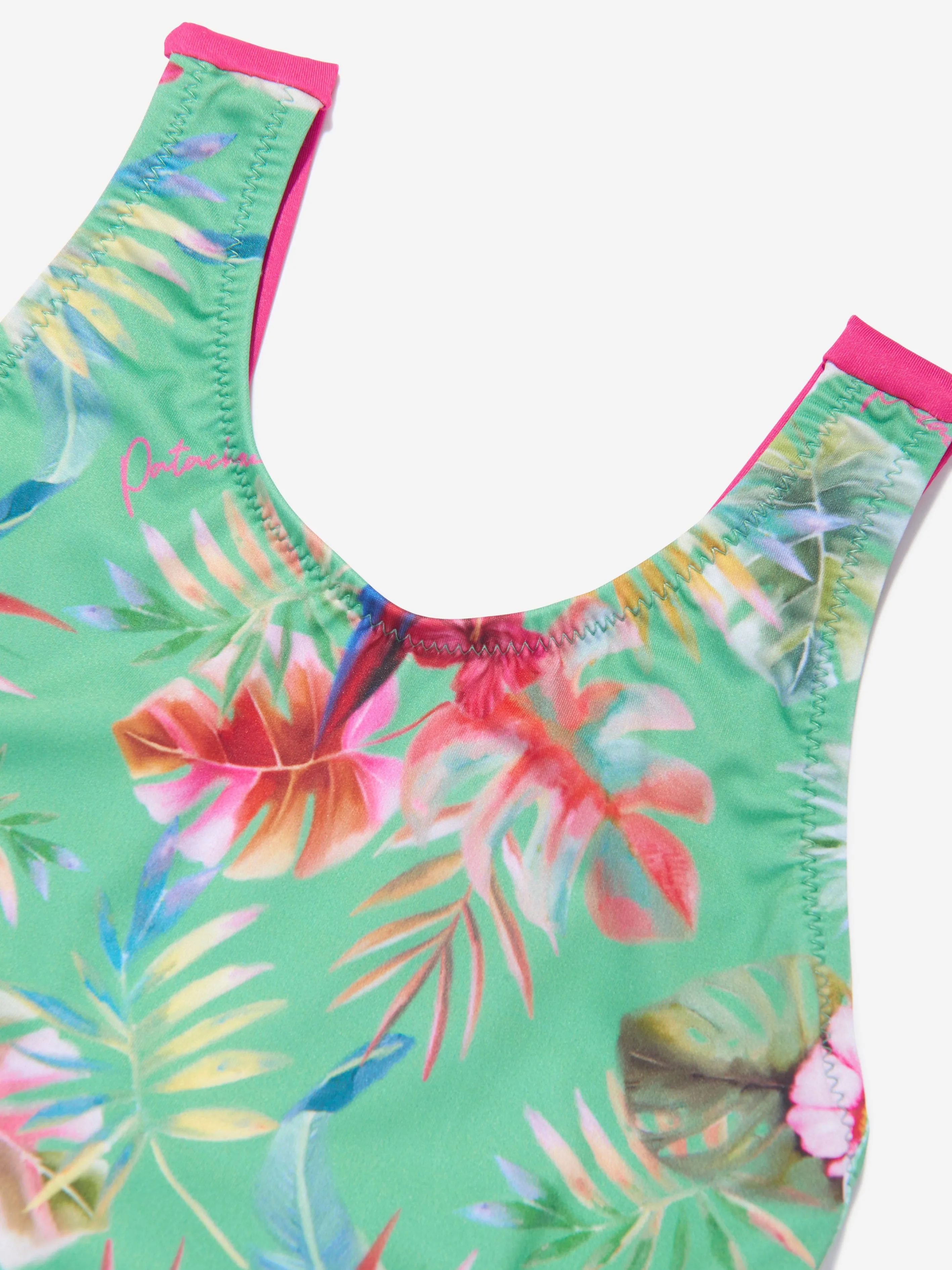Patachou Girls Badeanzug mit Tropenprint in Grün