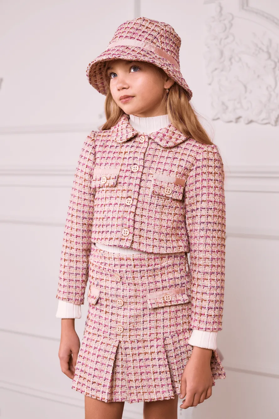 Patachou Mädchen Tweed Jacke in Rosa