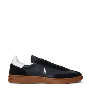 Polo Ralph Lauren Bedford Leder-Wildleder Trainer Schwarz / Weiß