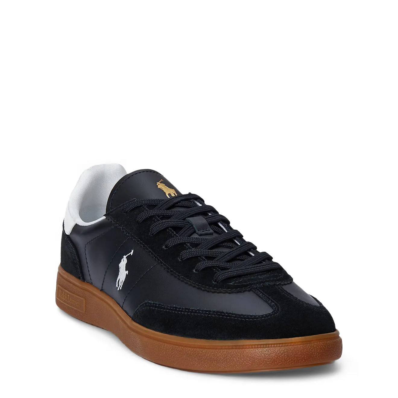 Polo Ralph Lauren Bedford Leder-Wildleder Trainer Schwarz / Weiß