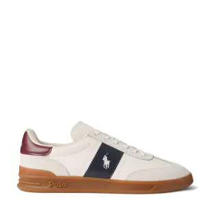 Polo Ralph Lauren Heritage Aera Leder-Wildleder Trainer Weiß/Navy/Wein