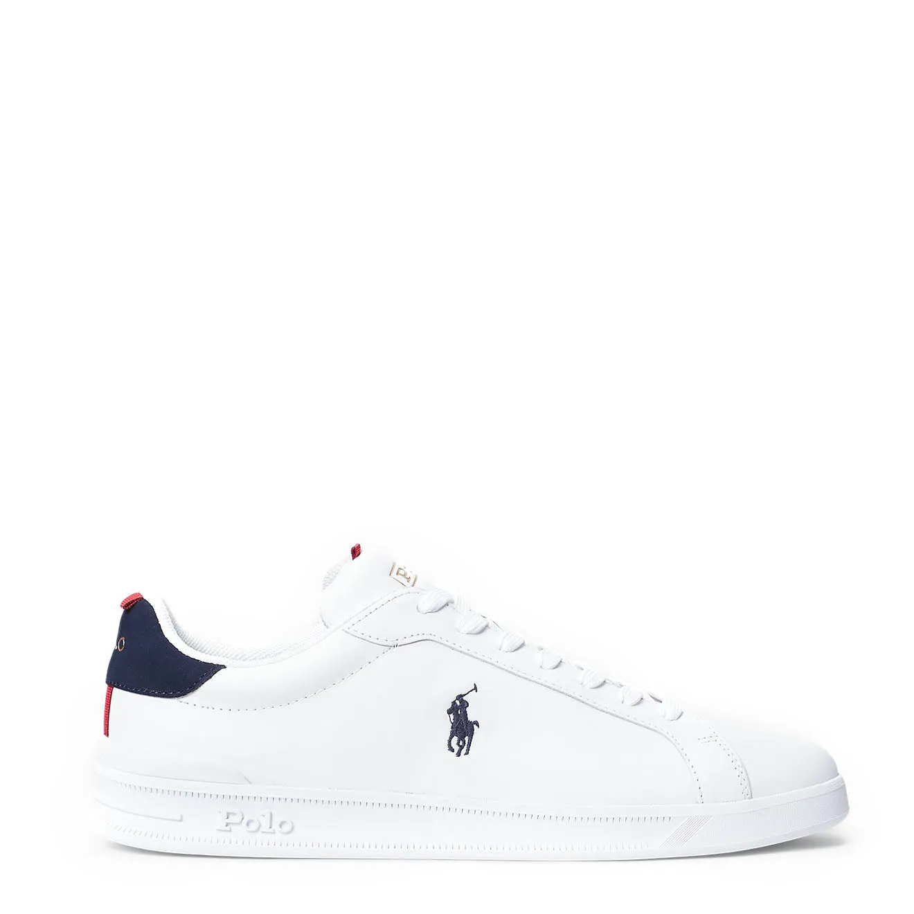 Polo Ralph Lauren Heritage Court II Leder-Trainer Weiß / Marineblau / Rot