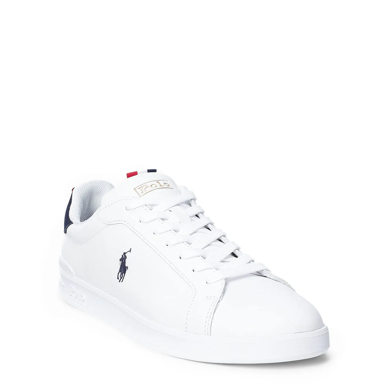 Polo Ralph Lauren Heritage Court II Leder-Trainer Weiß / Marineblau / Rot