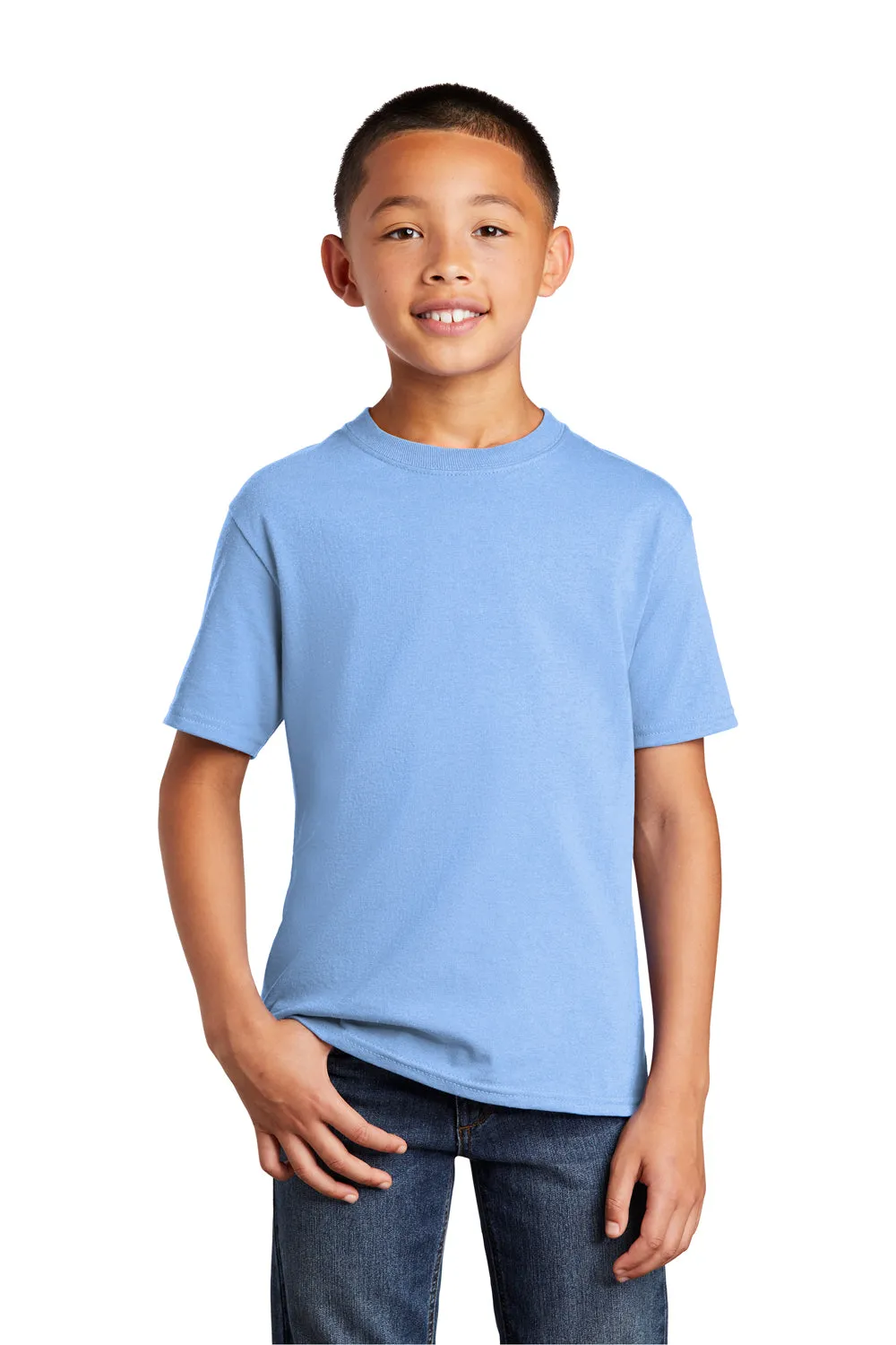 Port & Company Youth Core Kurzarm Rundhals T-Shirt - Hellblau