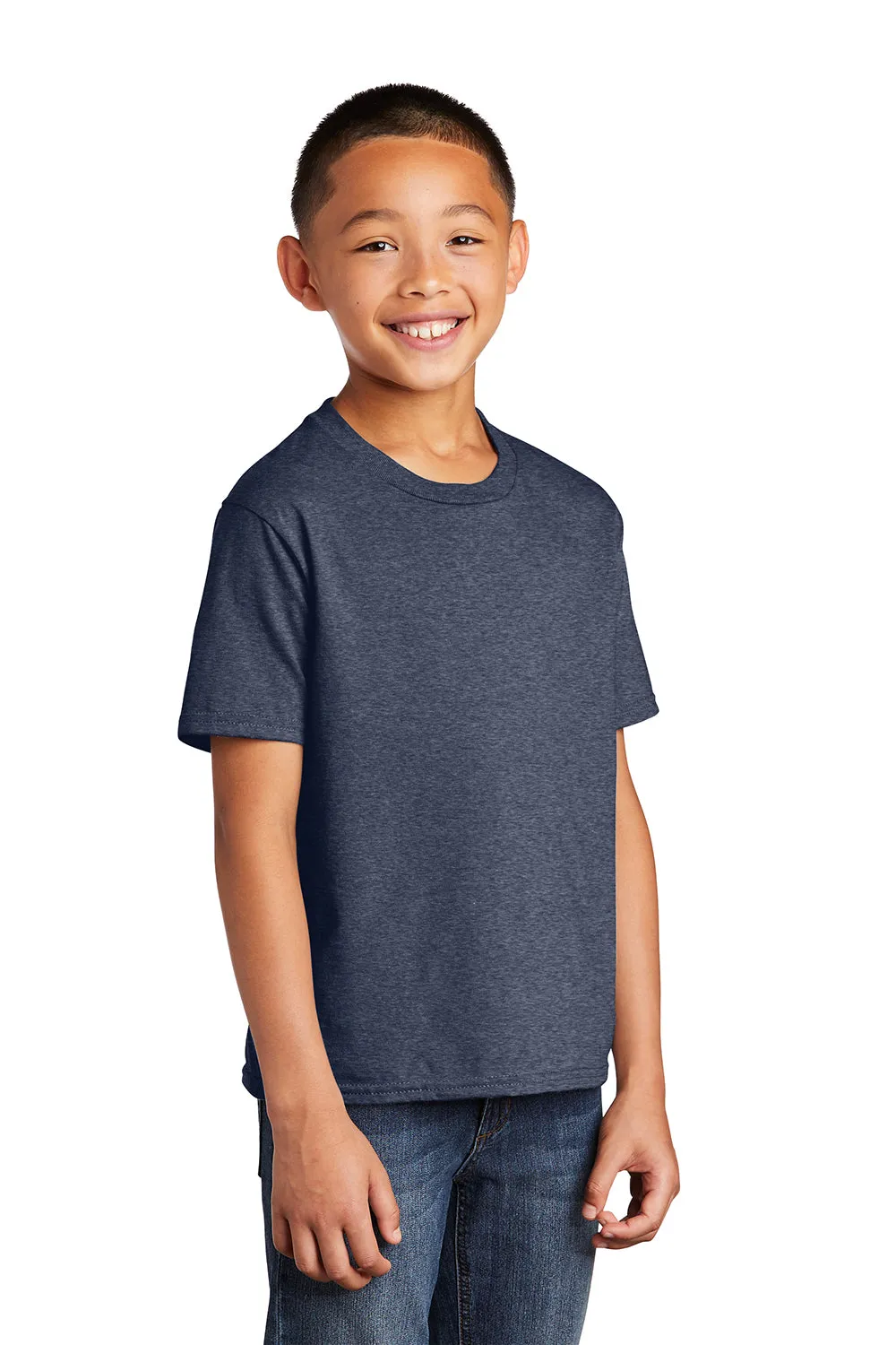 Port & Company Jugend Fan Lieblings Kurzarm Rundhals T-Shirt - Meliert Marineblau