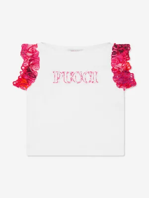 Pucci Girls Logo T-Shirt in Weiß