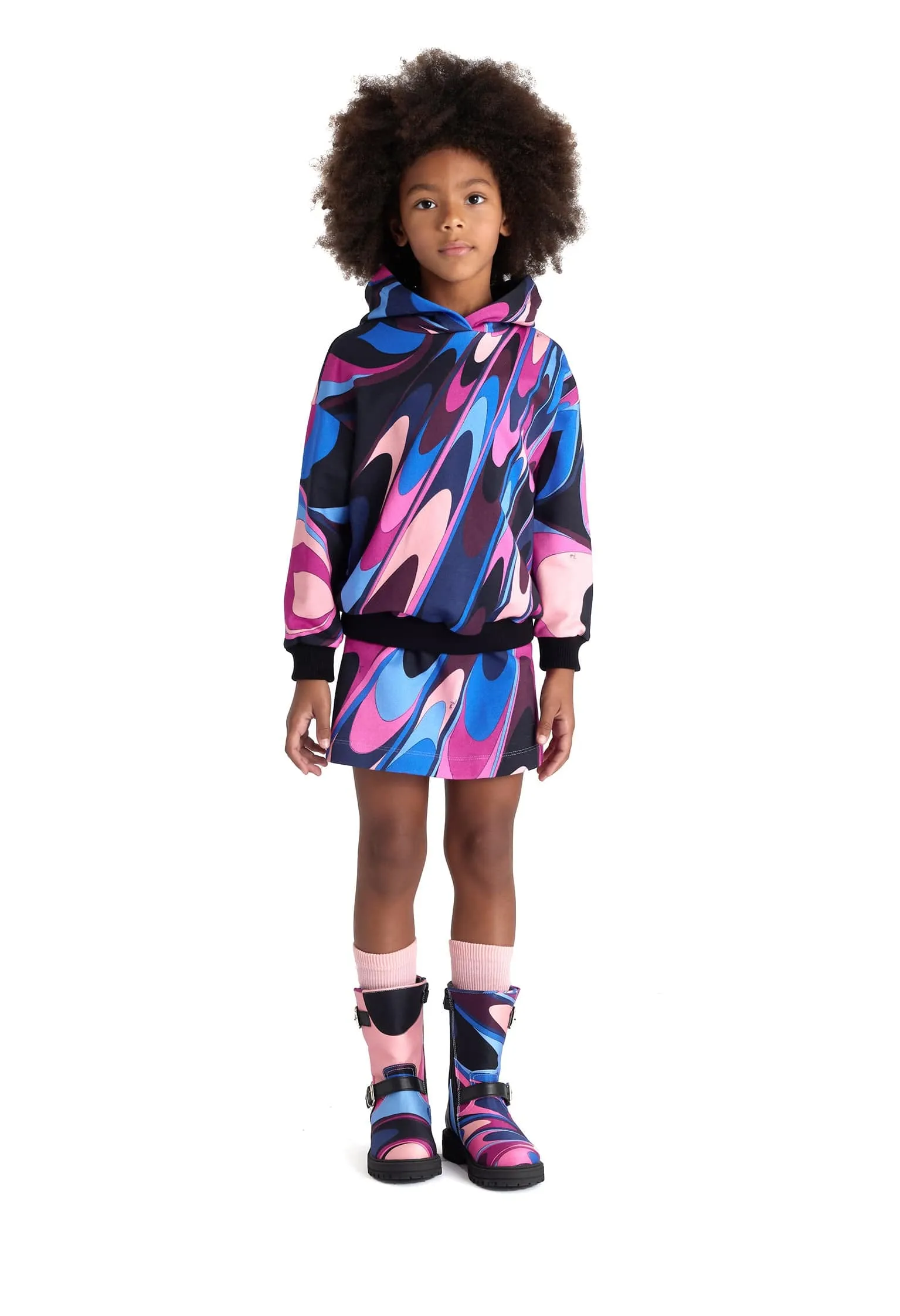 Pucci Girls Onde Print Hoodie in Mehrfarben