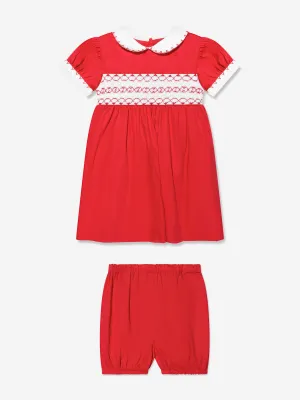 Rachel Riley Baby Girls Klassisches Rüschenkleid mit Bloomers in Rot