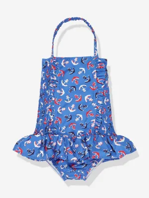 Rachel Riley Mädchen Anker Rüschen Badeanzug in Blau