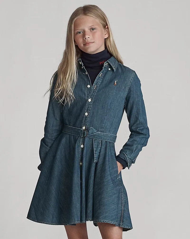 Ralph Lauren Mädchen Denim Hemdkleid in Blau