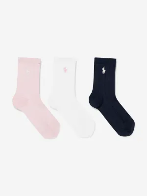 Ralph Lauren Mädchen Soft Ripp 3er Pack Socken-Set in Mehrfarben