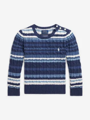 Ralph Lauren Mädchen Gestreifter Logo Pullover in Blau
