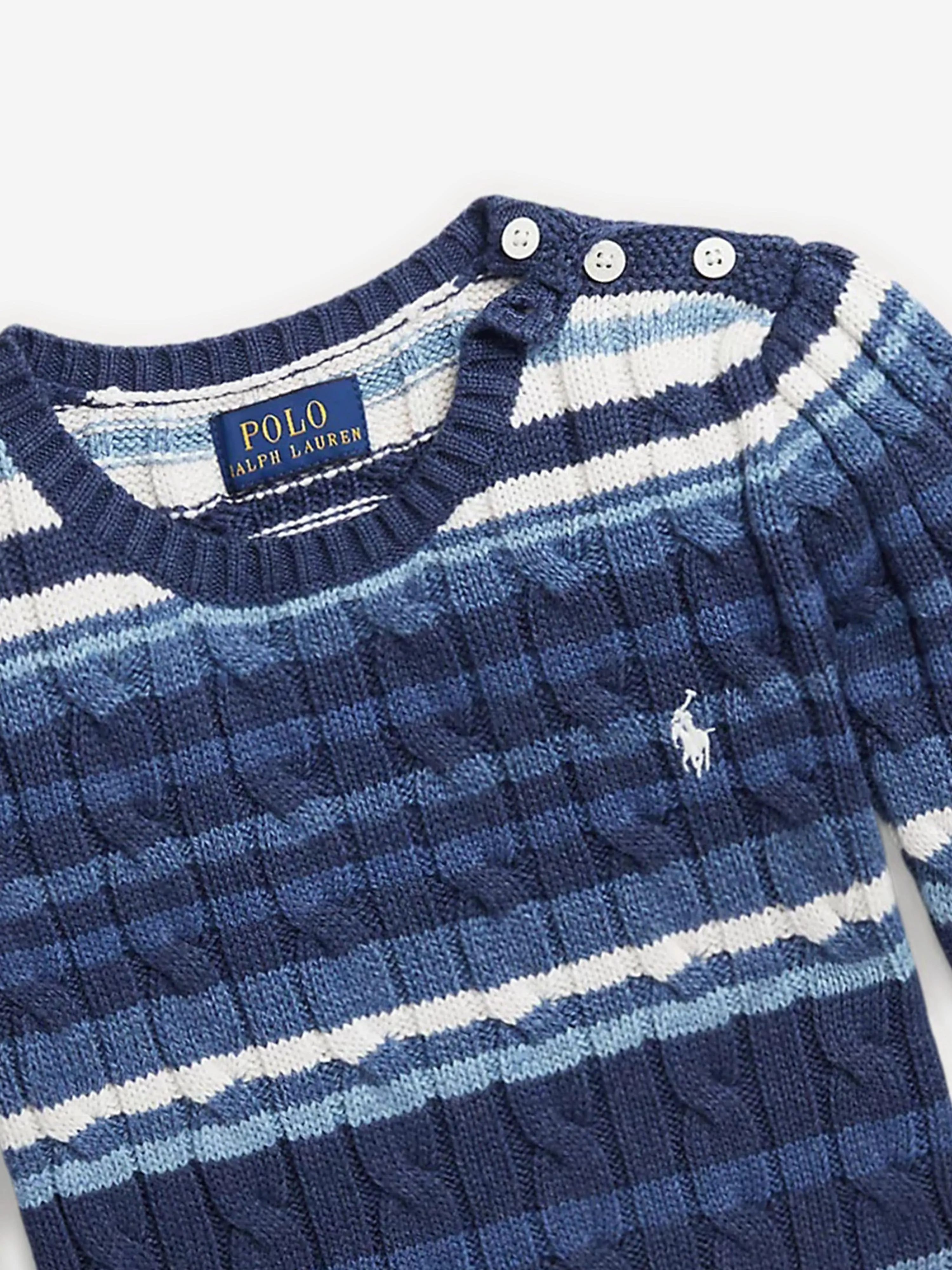 Ralph Lauren Mädchen Gestreifter Logo Pullover in Blau