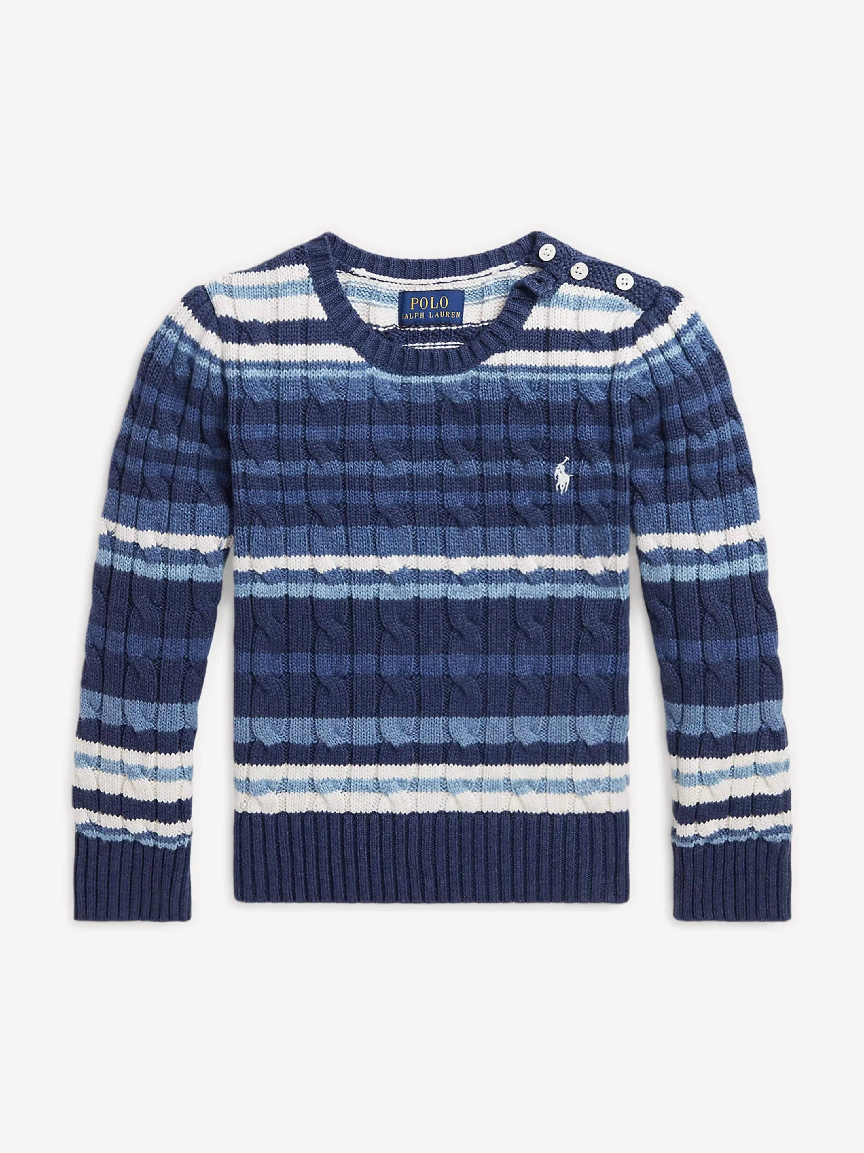 Ralph Lauren Mädchen Gestreifter Logo Pullover in Blau