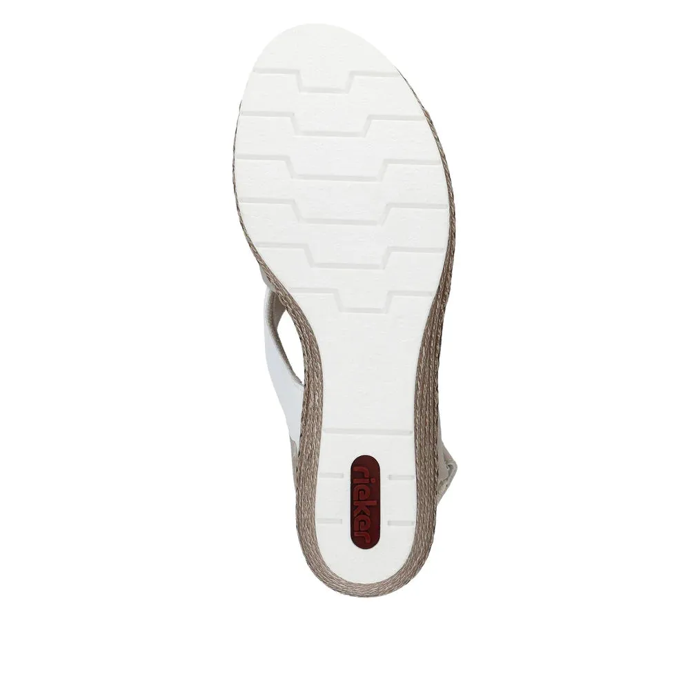 Rieker Schuhe 61975-62 Weiß/Ton Keilabsatz
