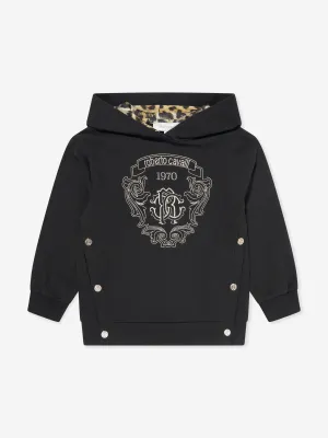 Roberto Cavalli Girls Bestickte Kapuzenjacke in Schwarz