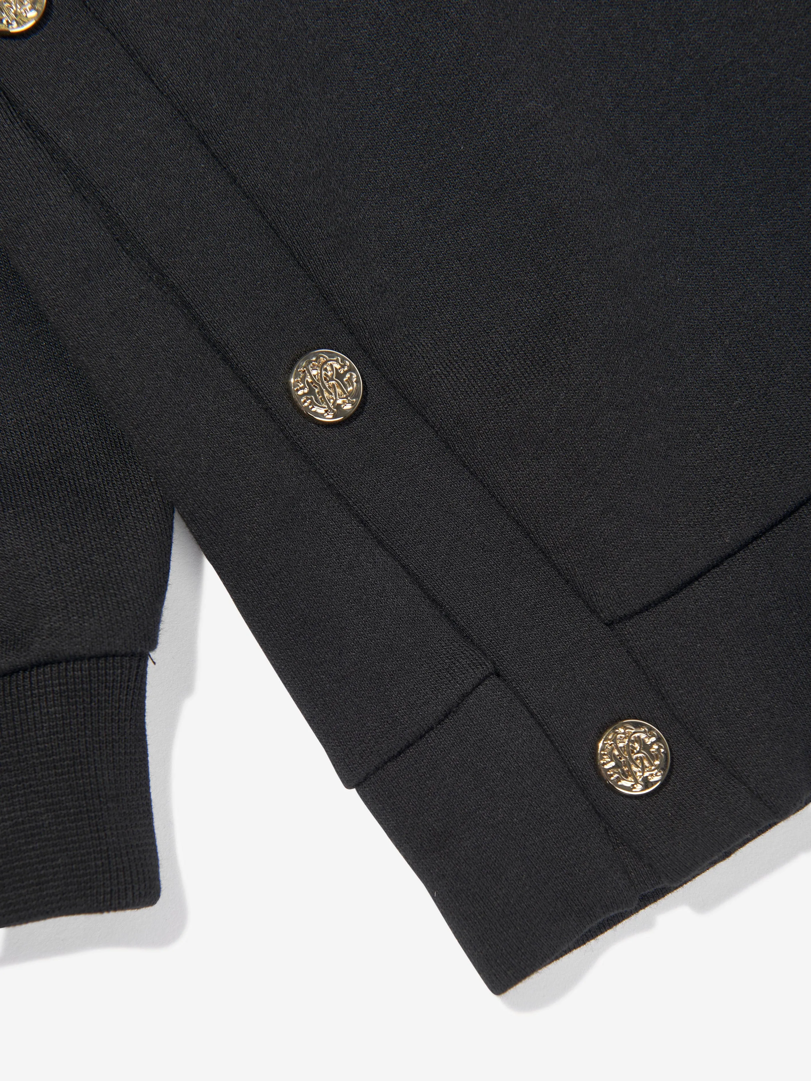 Roberto Cavalli Girls Bestickte Kapuzenjacke in Schwarz