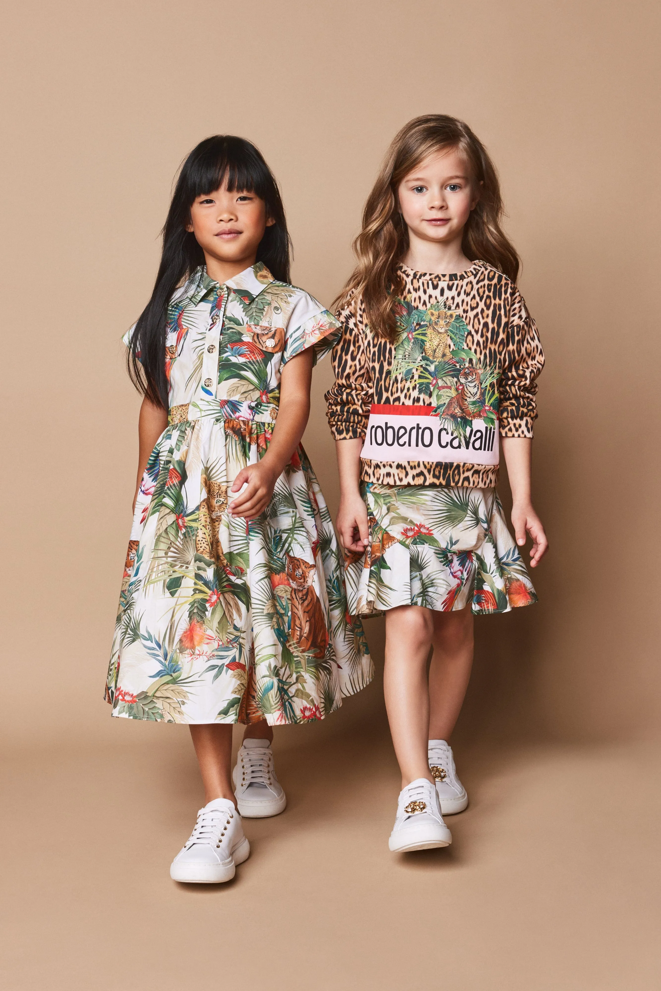 Roberto Cavalli Girls Leoparden-Print T-Shirt in Braun