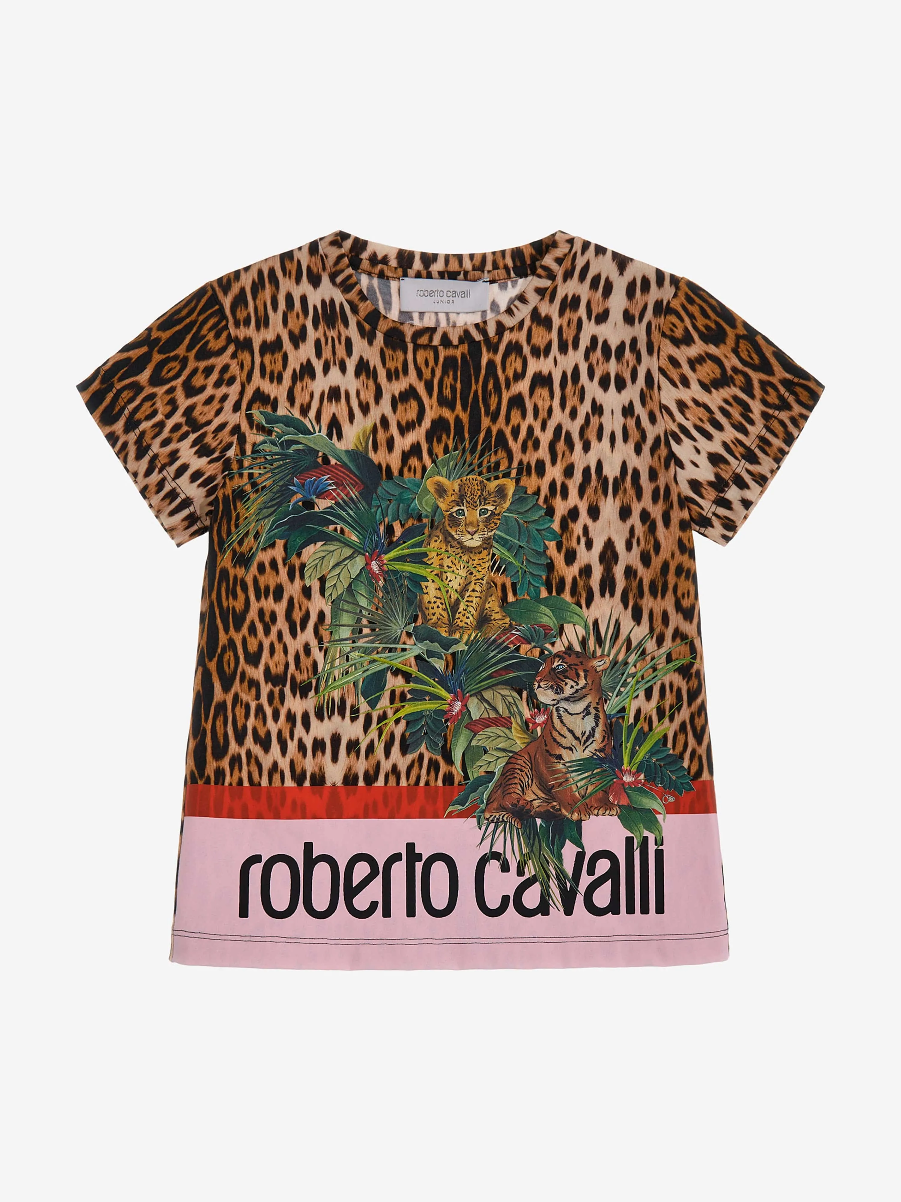 Roberto Cavalli Girls Leoparden-Print T-Shirt in Braun