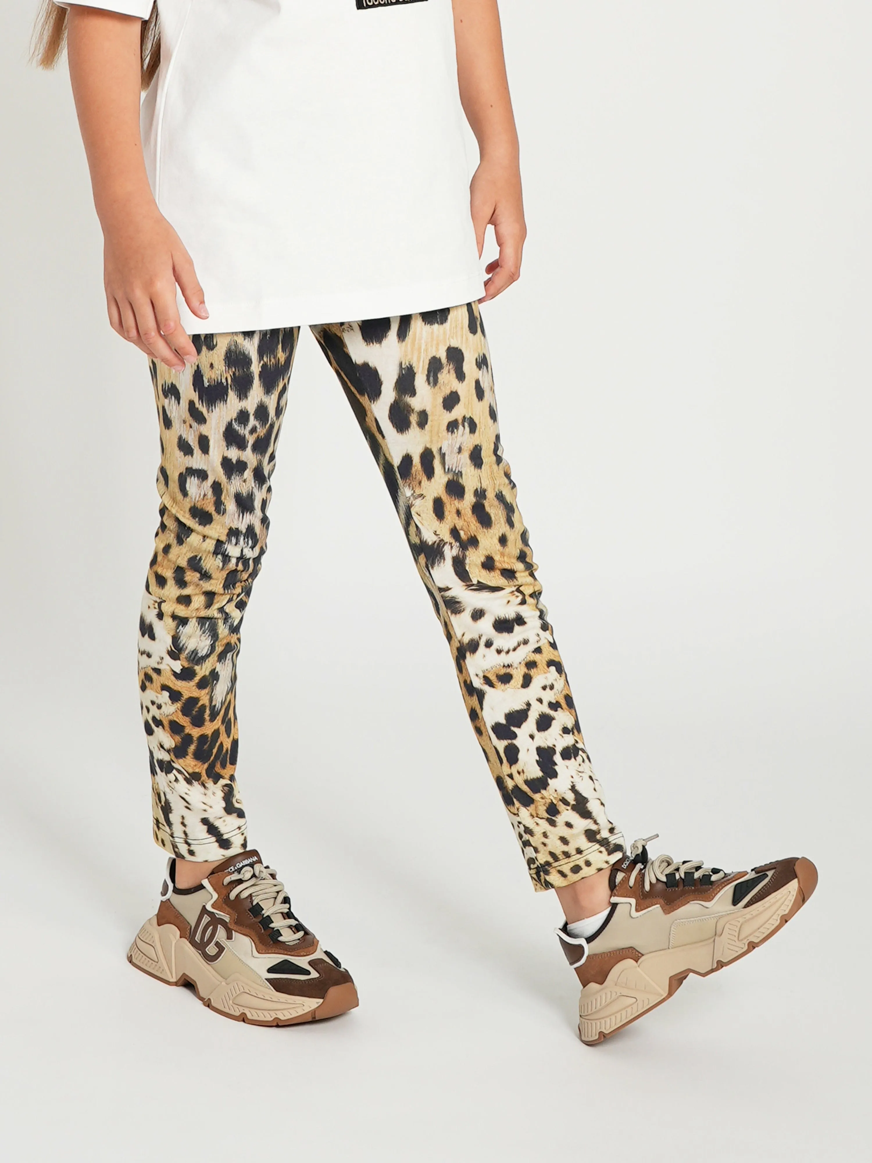 Roberto Cavalli Mädchen Leopardenmuster Leggings in Braun