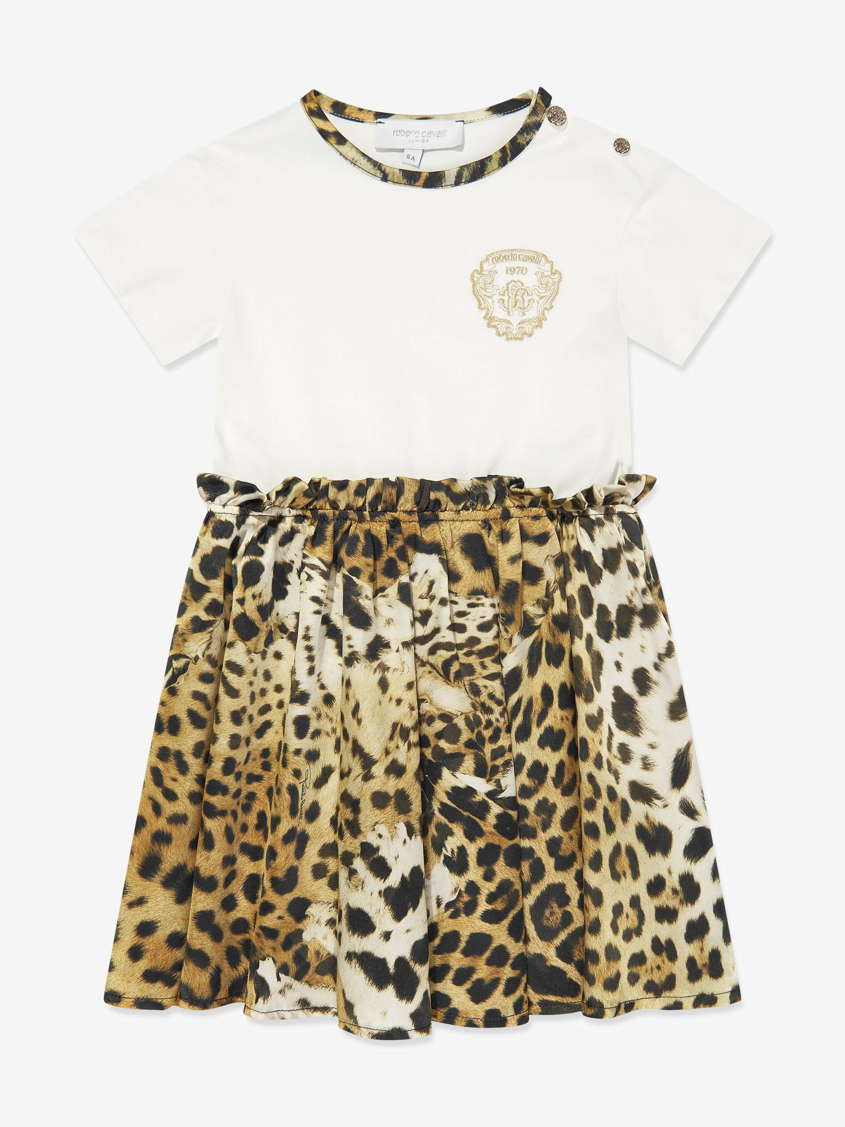 Roberto Cavalli Girls Seide und Jersey Jaguar in Weiß