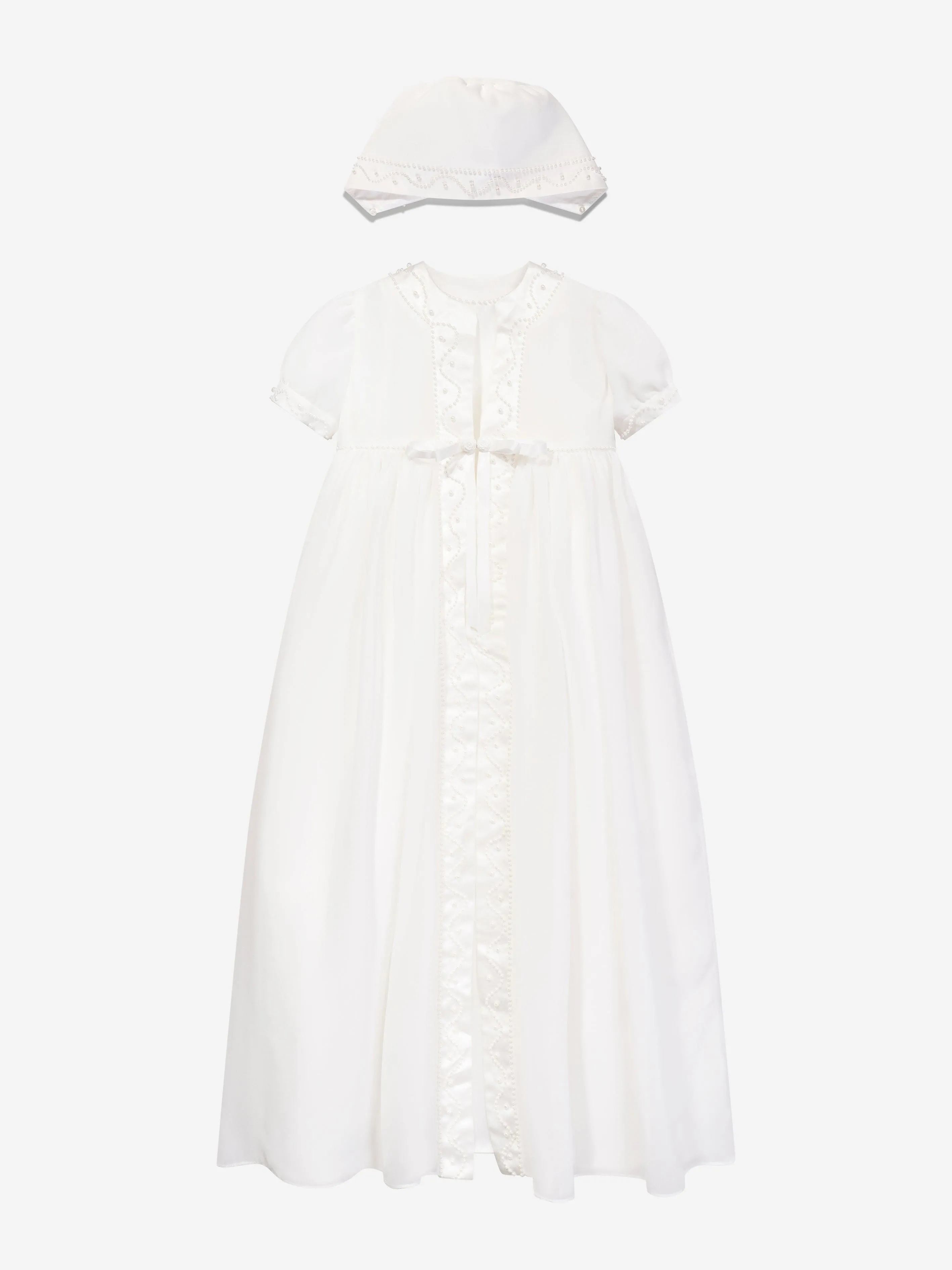 Sarah Louise Baby Girls Taufkleid Mantel und Häubchen in Elfenbein
