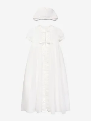 Sarah Louise Baby Girls Taufkleid Mantel und Häubchen in Elfenbein