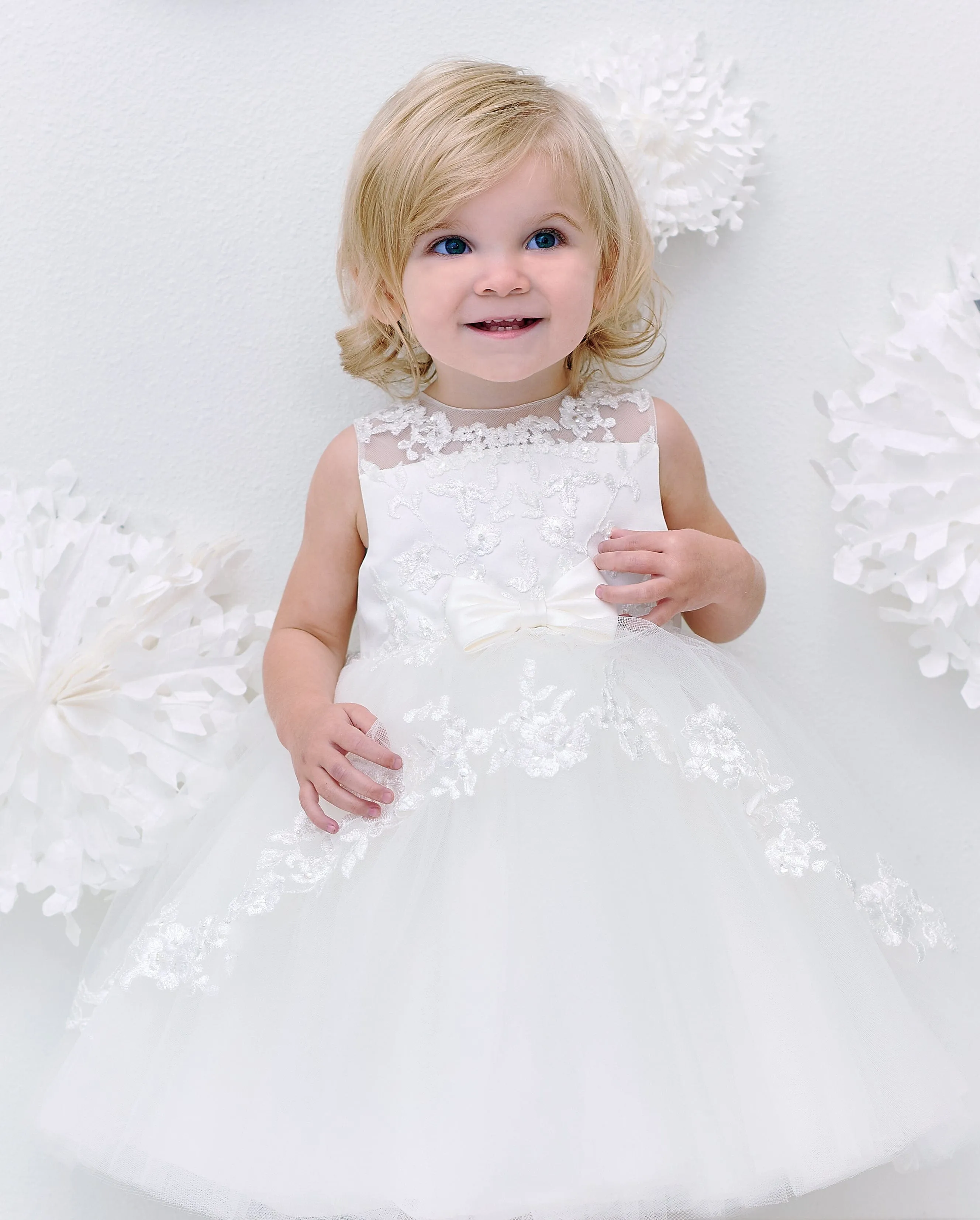 Sarah Louise Mädchen Ballerina-Länge Festkleid in Elfenbein