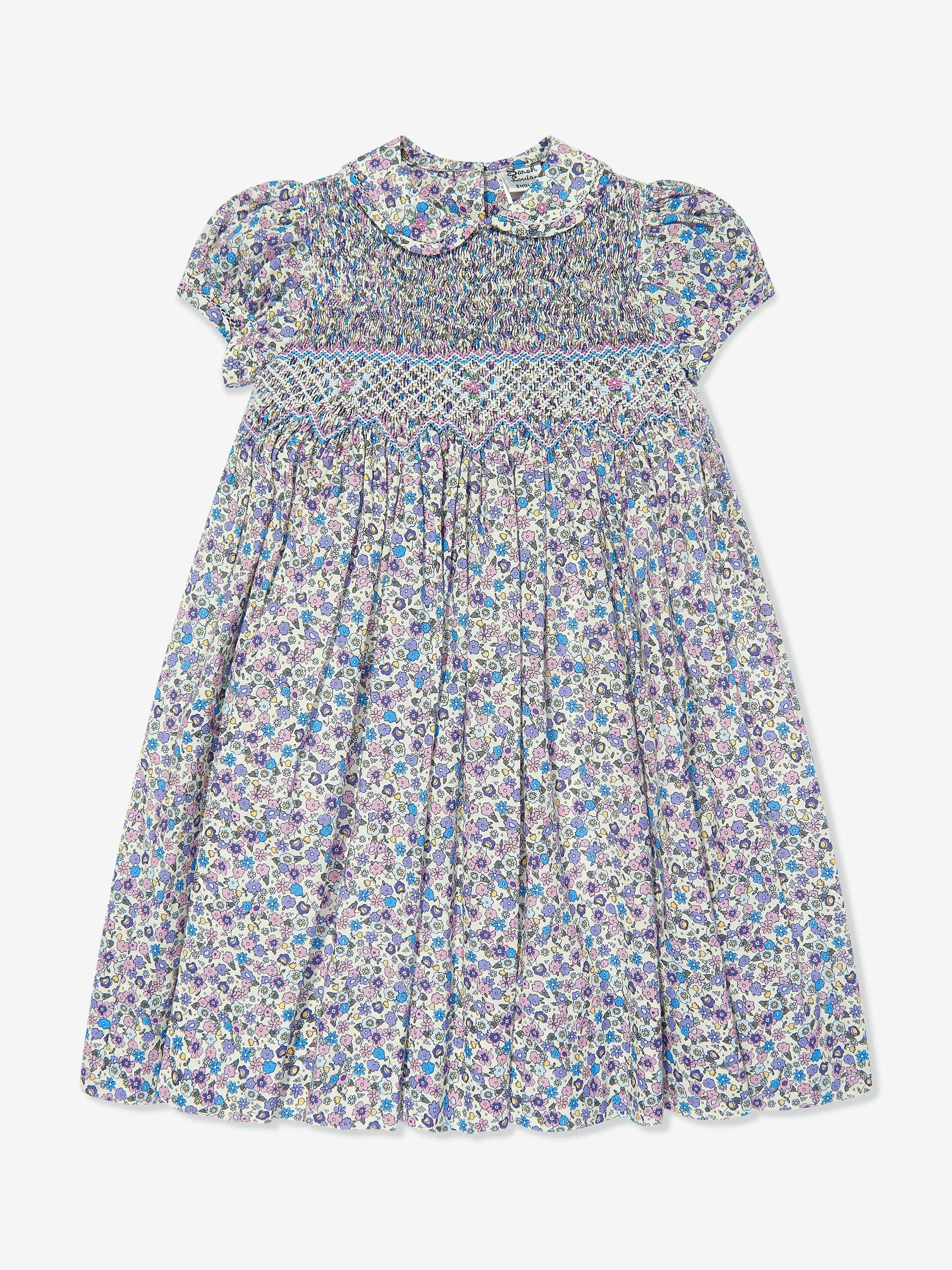 Sarah Louise Mädchen Baumwoll-Blumenkleid in Lila
