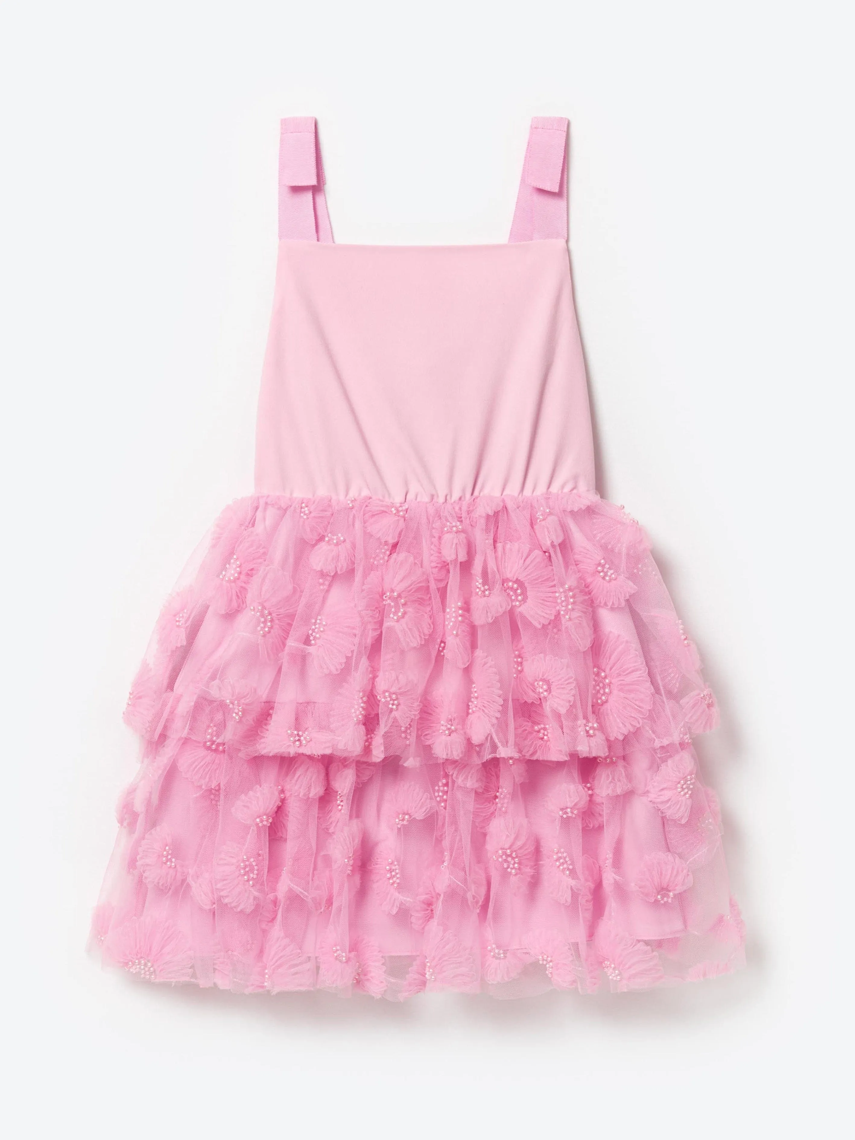 Self Portrait Mädchen Jersey und Tüll Kleid in Rosa