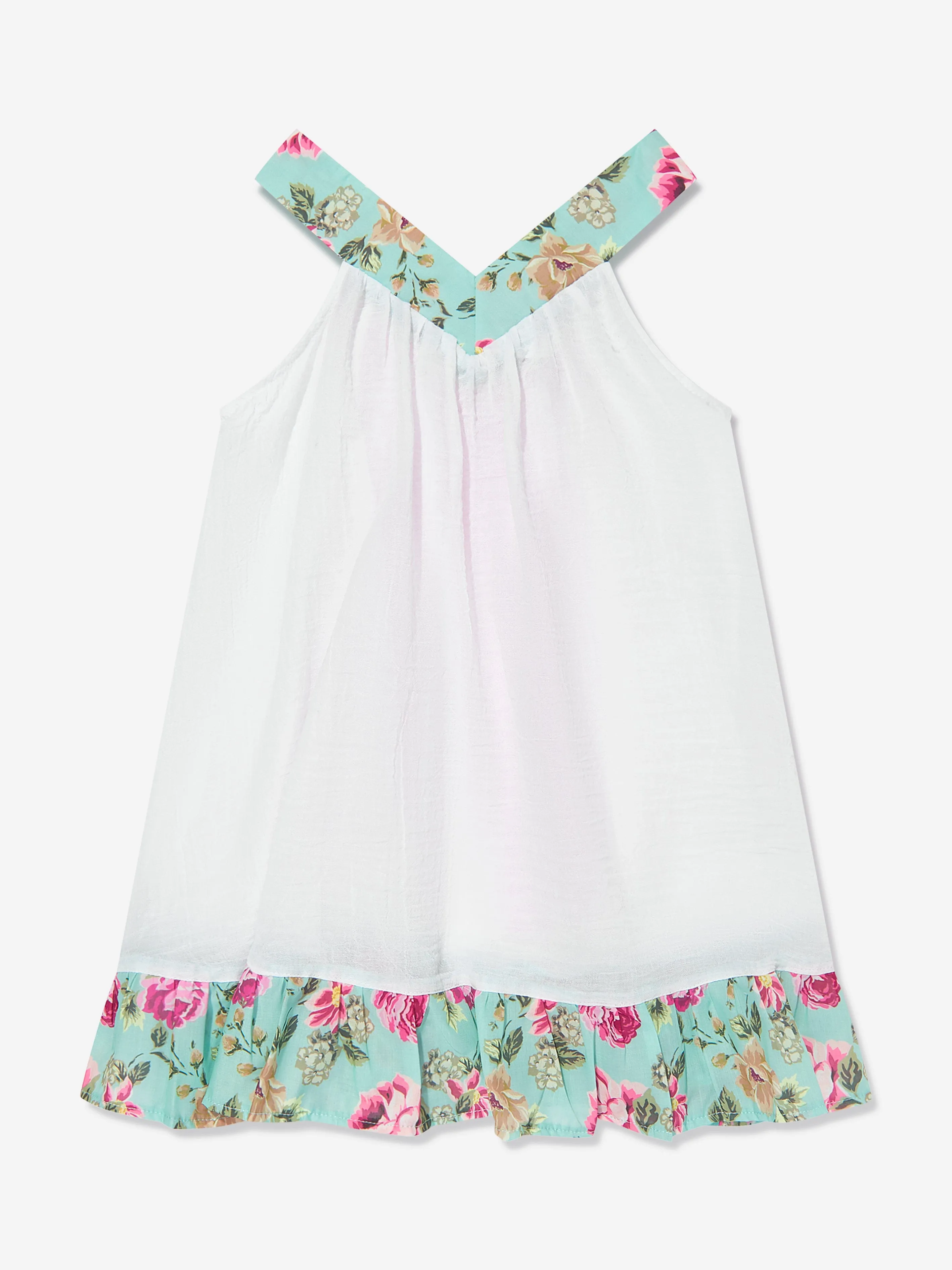 Selini Action Girls Blumen-Beachkleid in Weiß