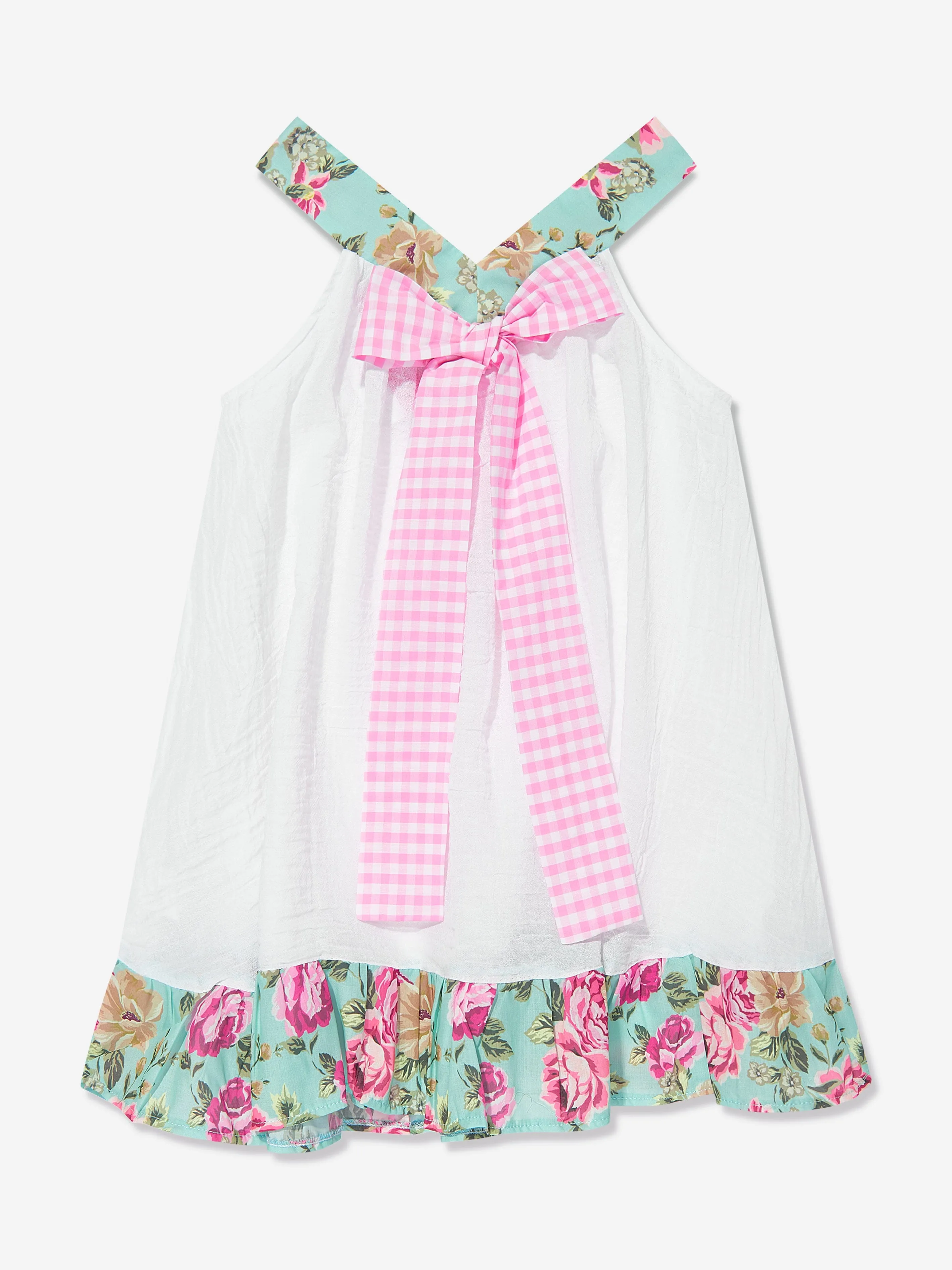 Selini Action Girls Blumen-Beachkleid in Weiß