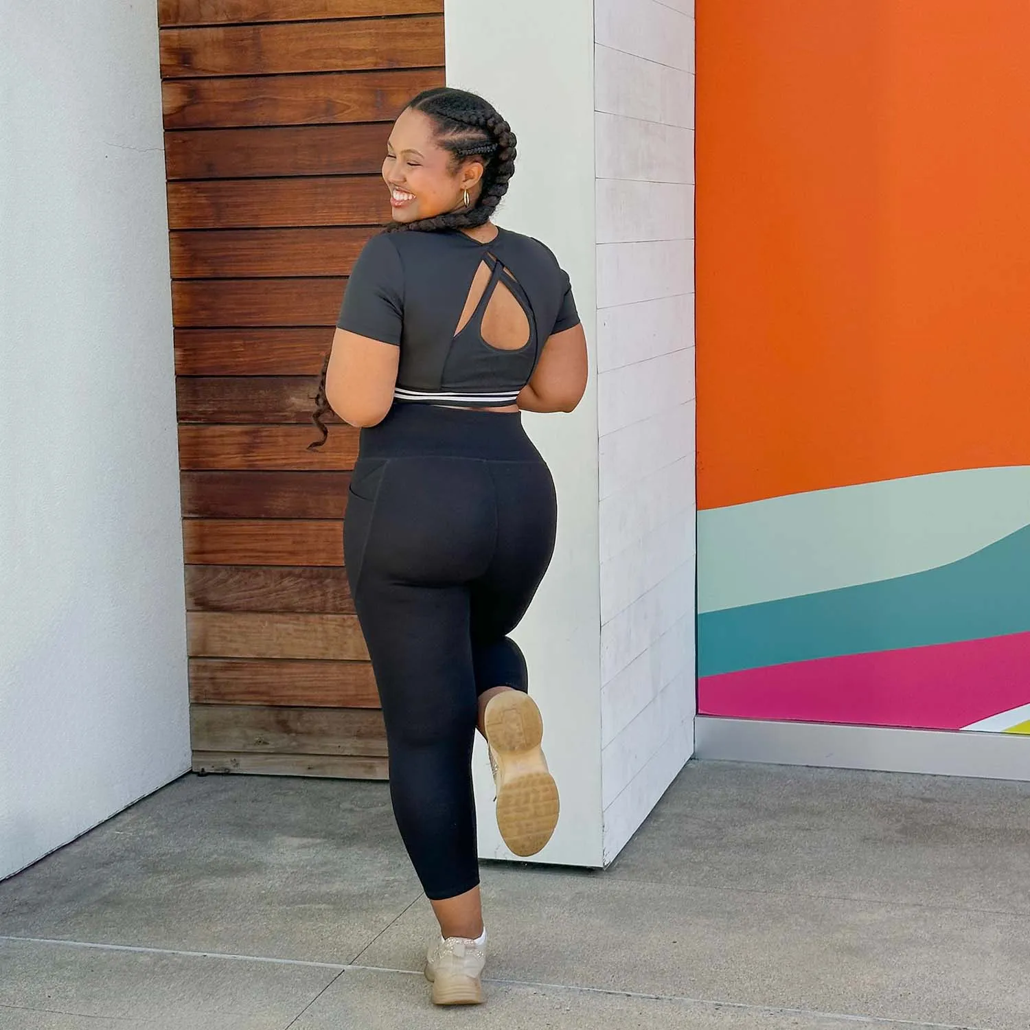 Kurze, blickdichte Leggings - Schwarz (V2)