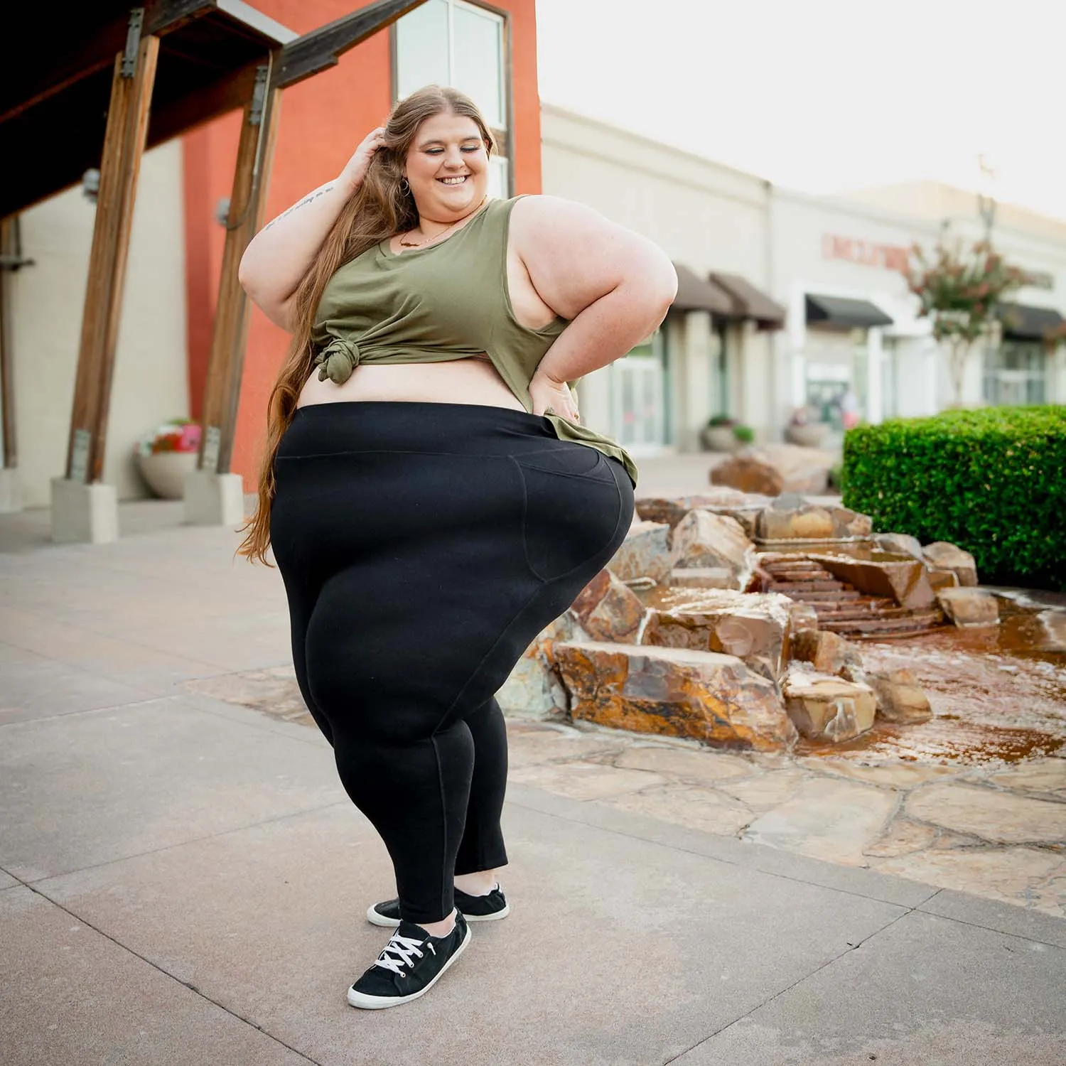 Kurze, blickdichte Leggings - Schwarz (V2)