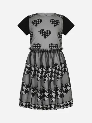 Simonetta Houndstooth Herz besticktes Kleid
